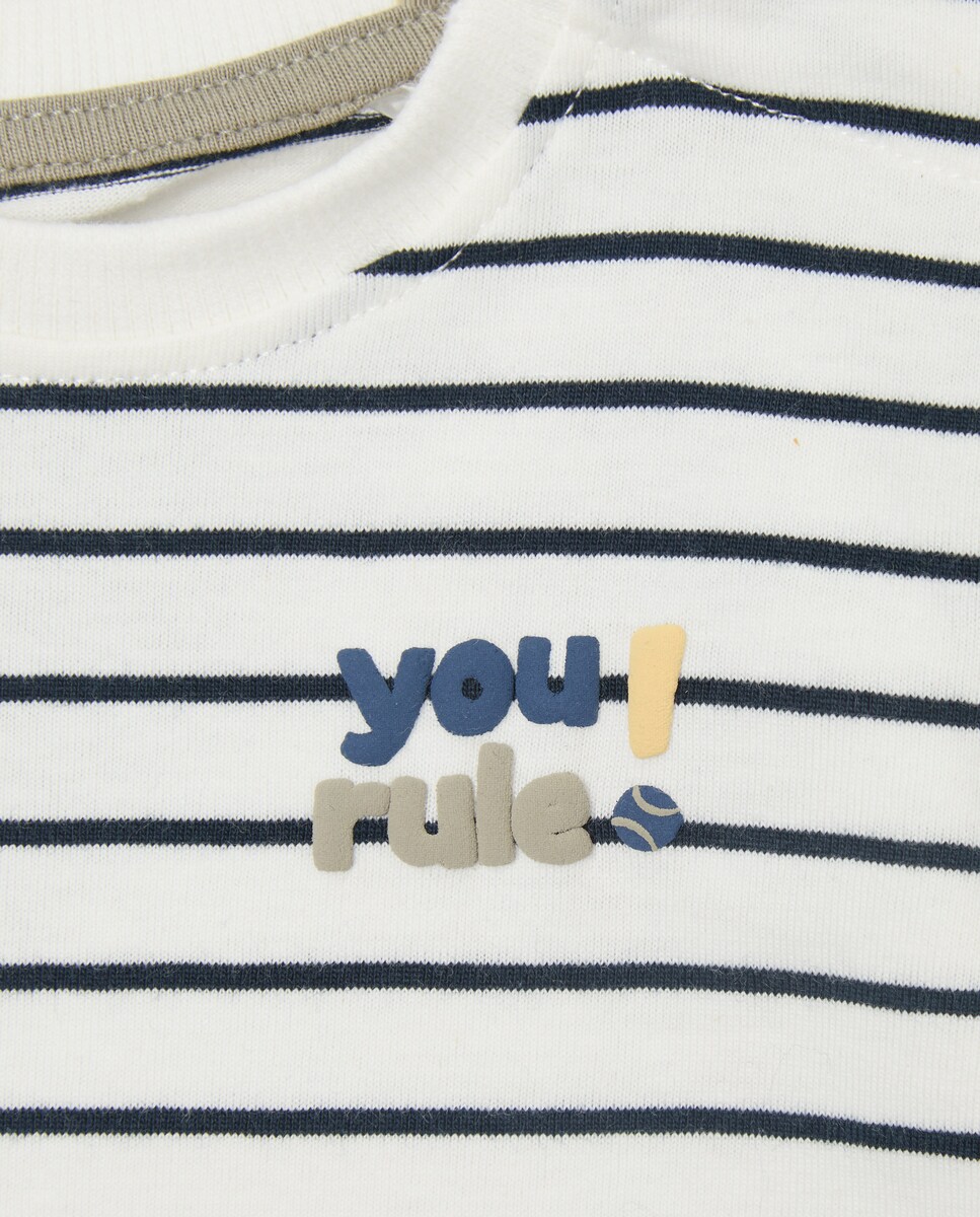 T-shirt de Manga Comprida às Riscas para Bebé Azul-marinho-3