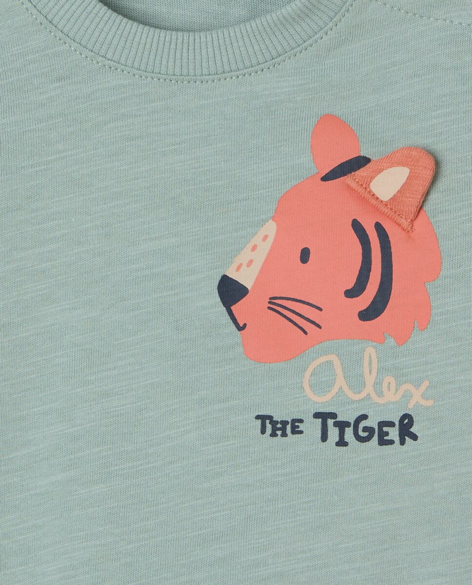 Camisola de Bebé com Manga Comprida e Estampado 3D Tiger Sabão-3