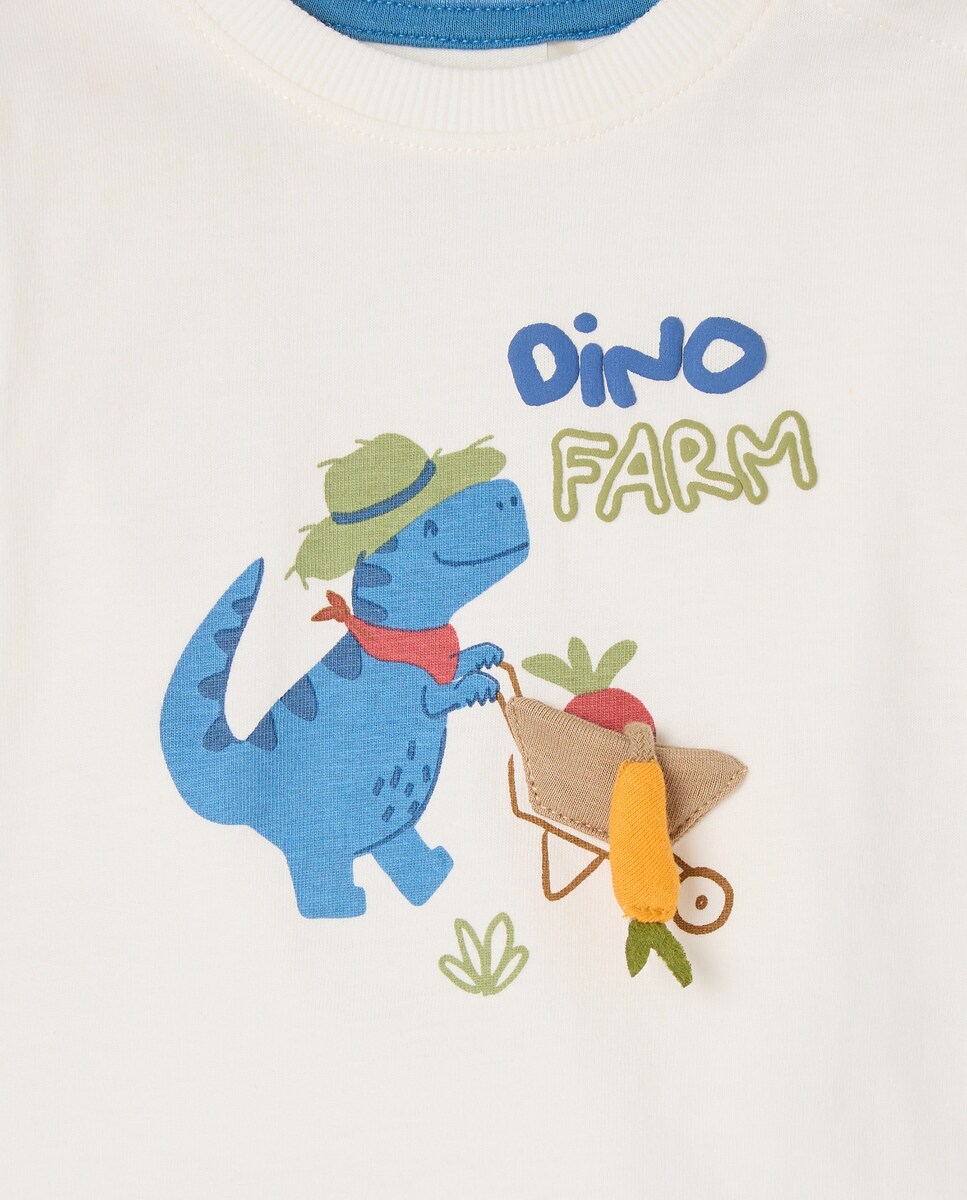Camisola de Manga Comprida de Bebé com Fantasia 3D Dino Rex Branco-marfim-3