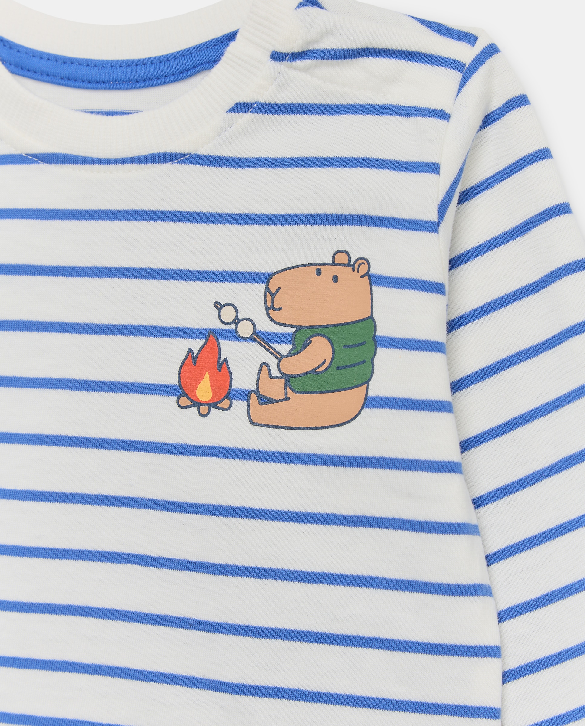 Camisola de Bebé às Riscas com Manga Comprida e Decote Redondo Baby El Corte Inglés Azul-3