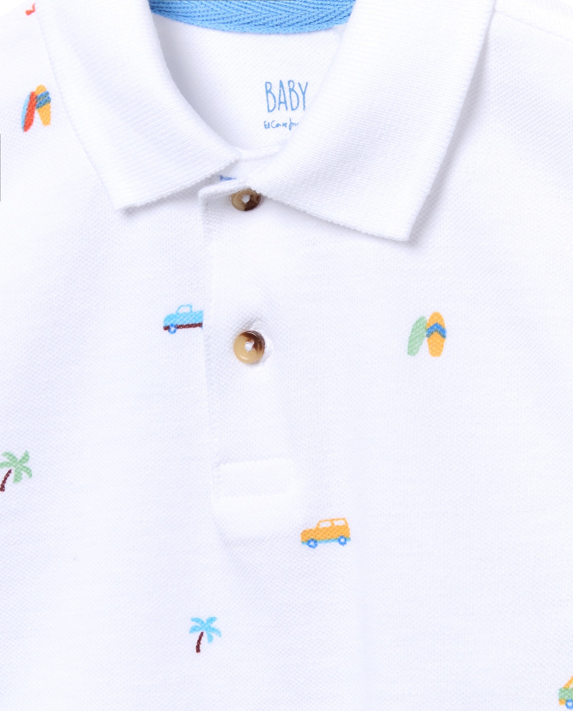 Polo Básico de Bebé com Manga Curta Branco-3