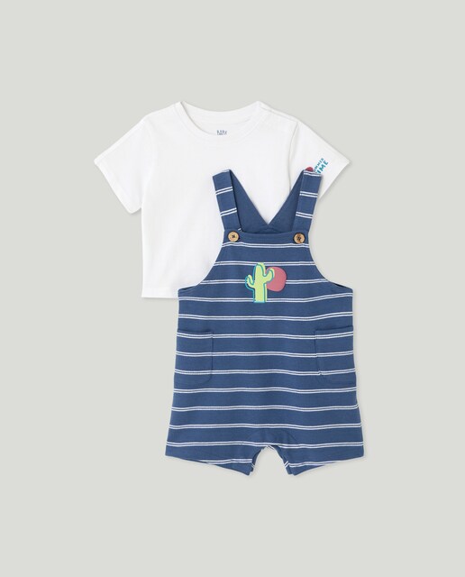 Imagem 0 de Conjunto de 2 Peças de Bebé Formado por Jardineiras e T-shirt de Manga Curta