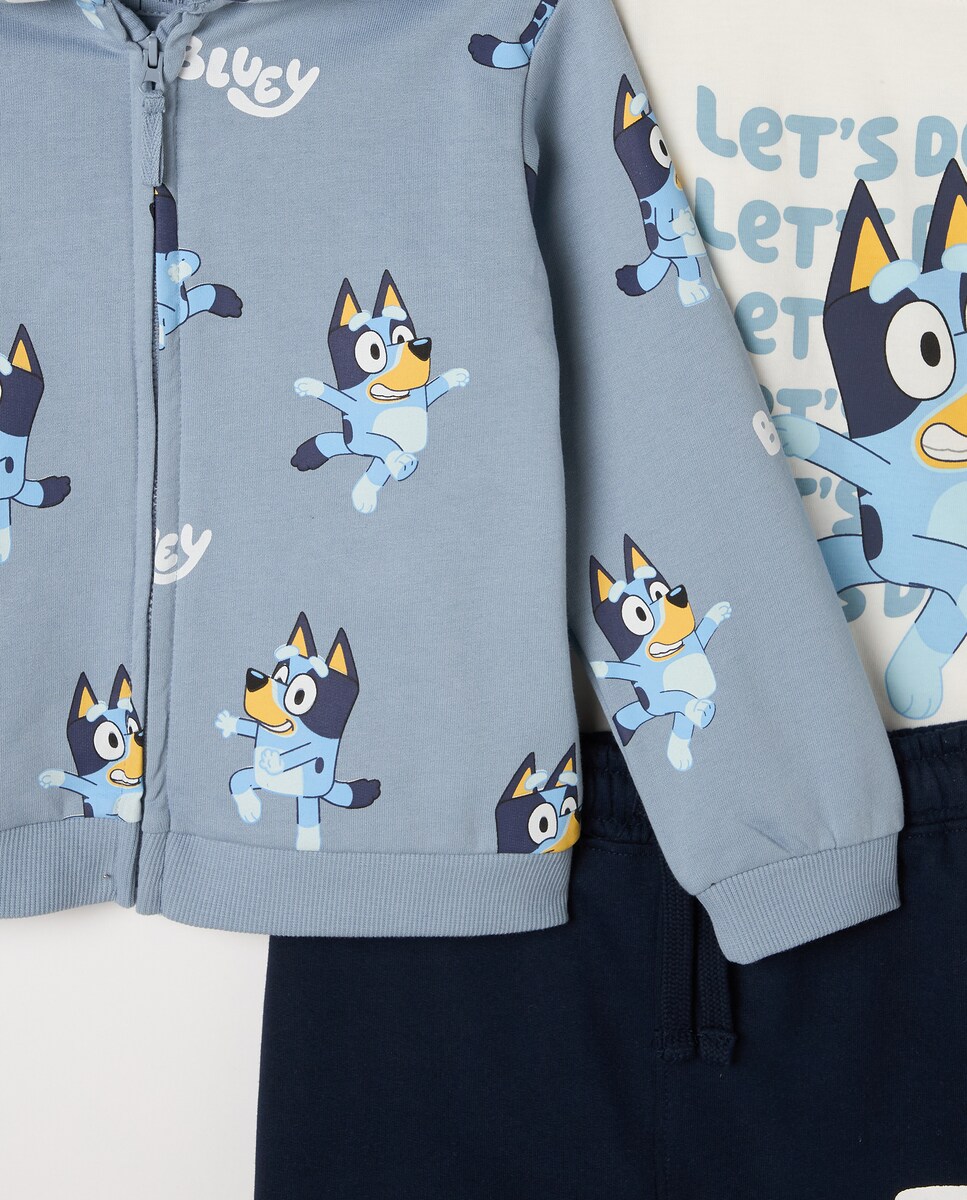 Conjunto Comprido de 3 Peças de Bebé com Estampado Bluey 400 Azul-3