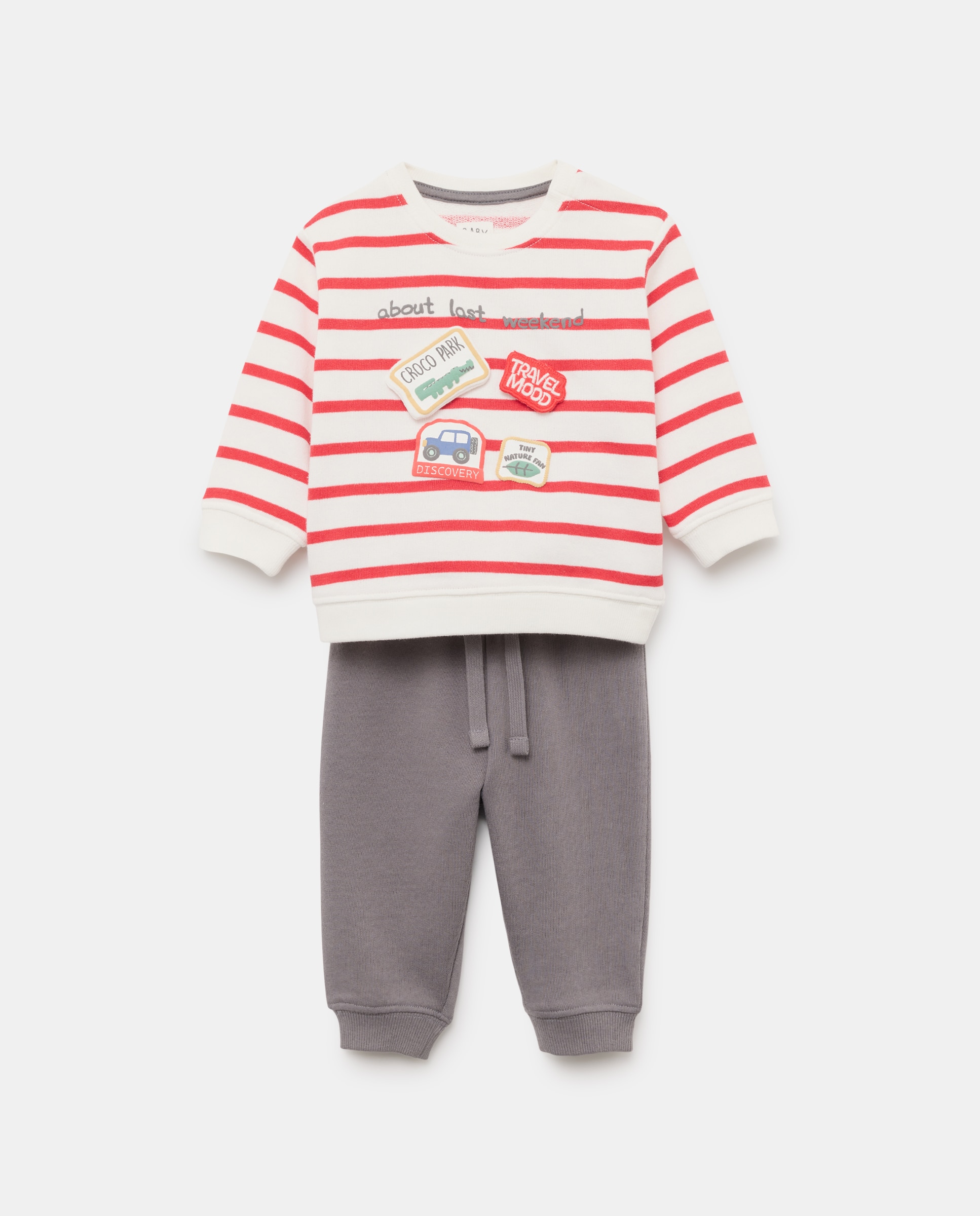 Imagen 0 de Conjunto 2 piezas largo sudadera cerrada y pantalón felpa de bebé niño Rojo
