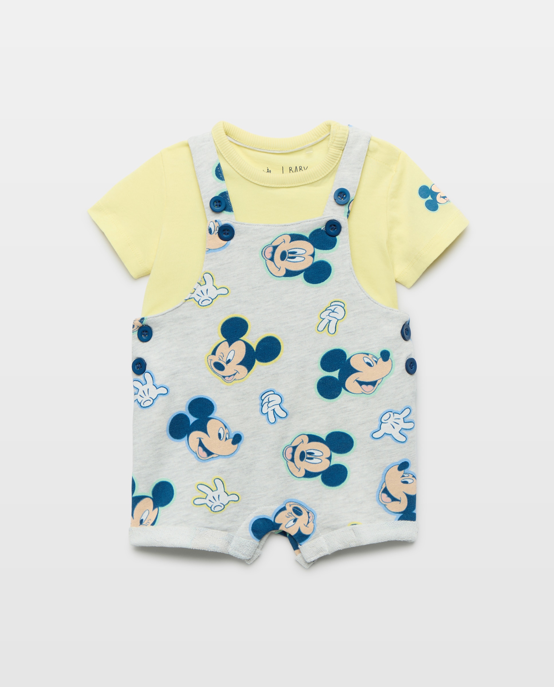 Peto y camiseta de manga corta Mickey de bebé niño - Baby El Corte Inglés - Gris claro Gris claro-1
