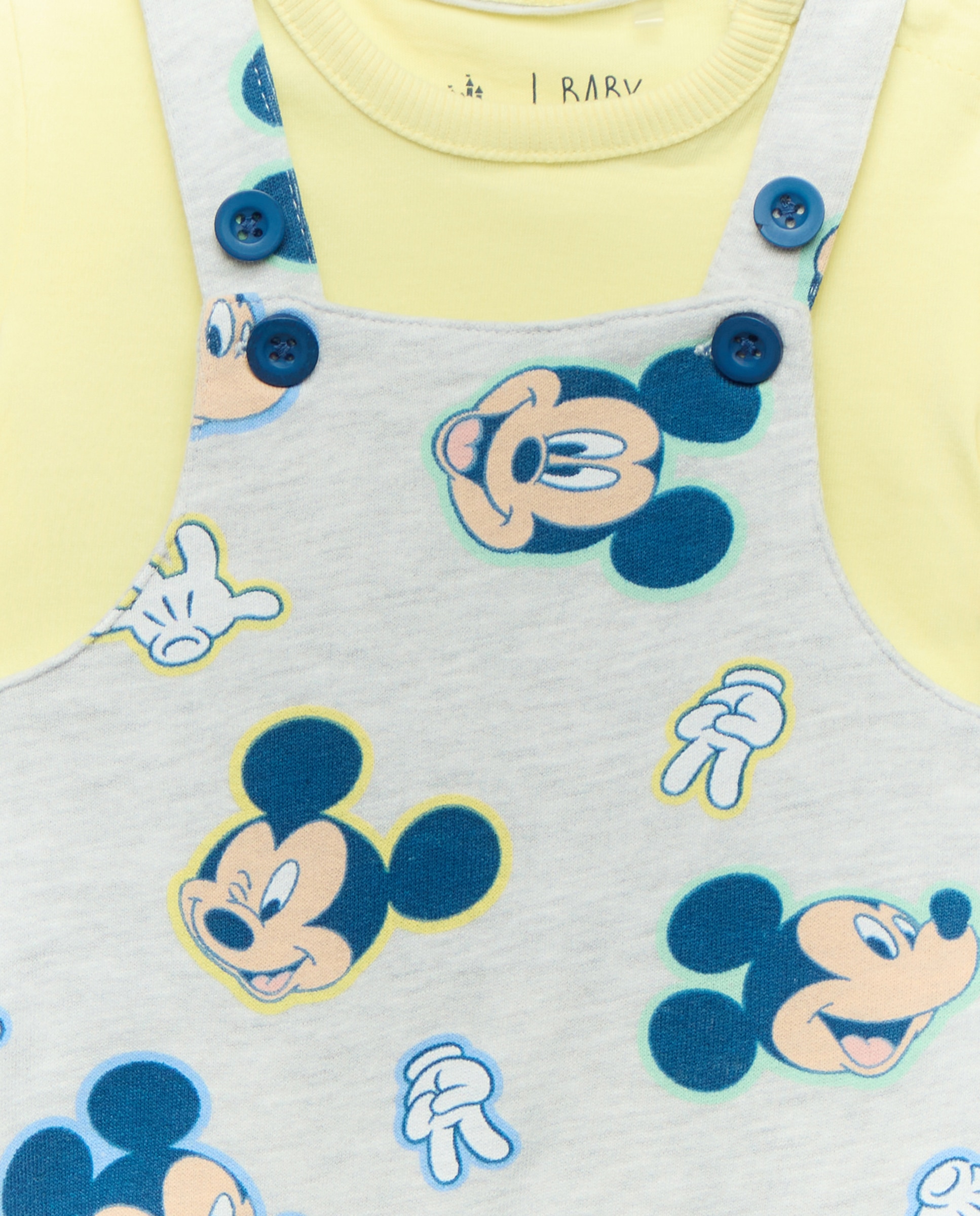 Peto y camiseta de manga corta Mickey de bebé niño - Baby El Corte Inglés - Gris claro Gris claro-4