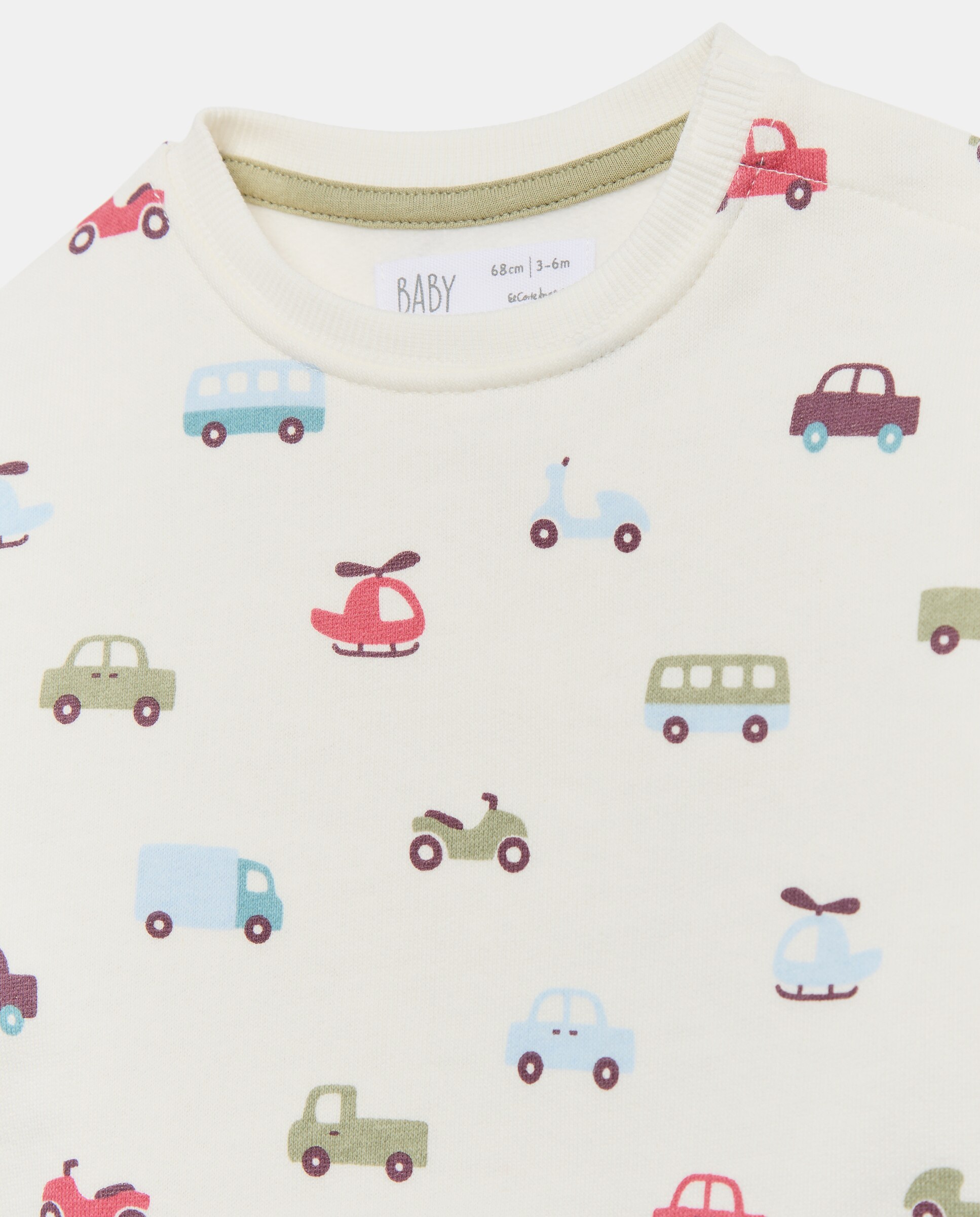 Conjunto Comprido de 2 Peças de Bebé com Sweatshirt Fechada e Calças de Felpa Baby El Corte Inglés 120 Cru-4