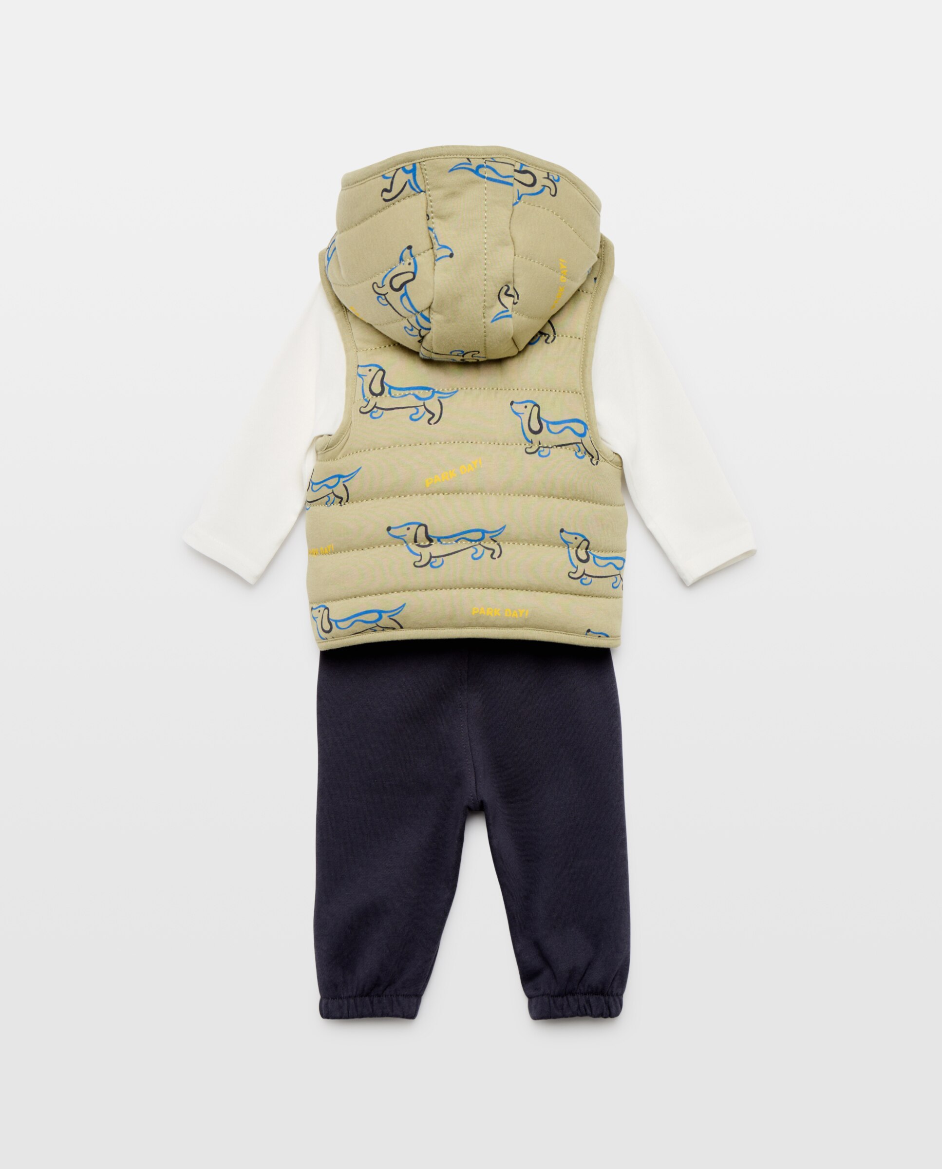 Conjunto Comprido de 3 Peças de Bebé com Colete Baby El Corte Inglés 520 Caqui-2