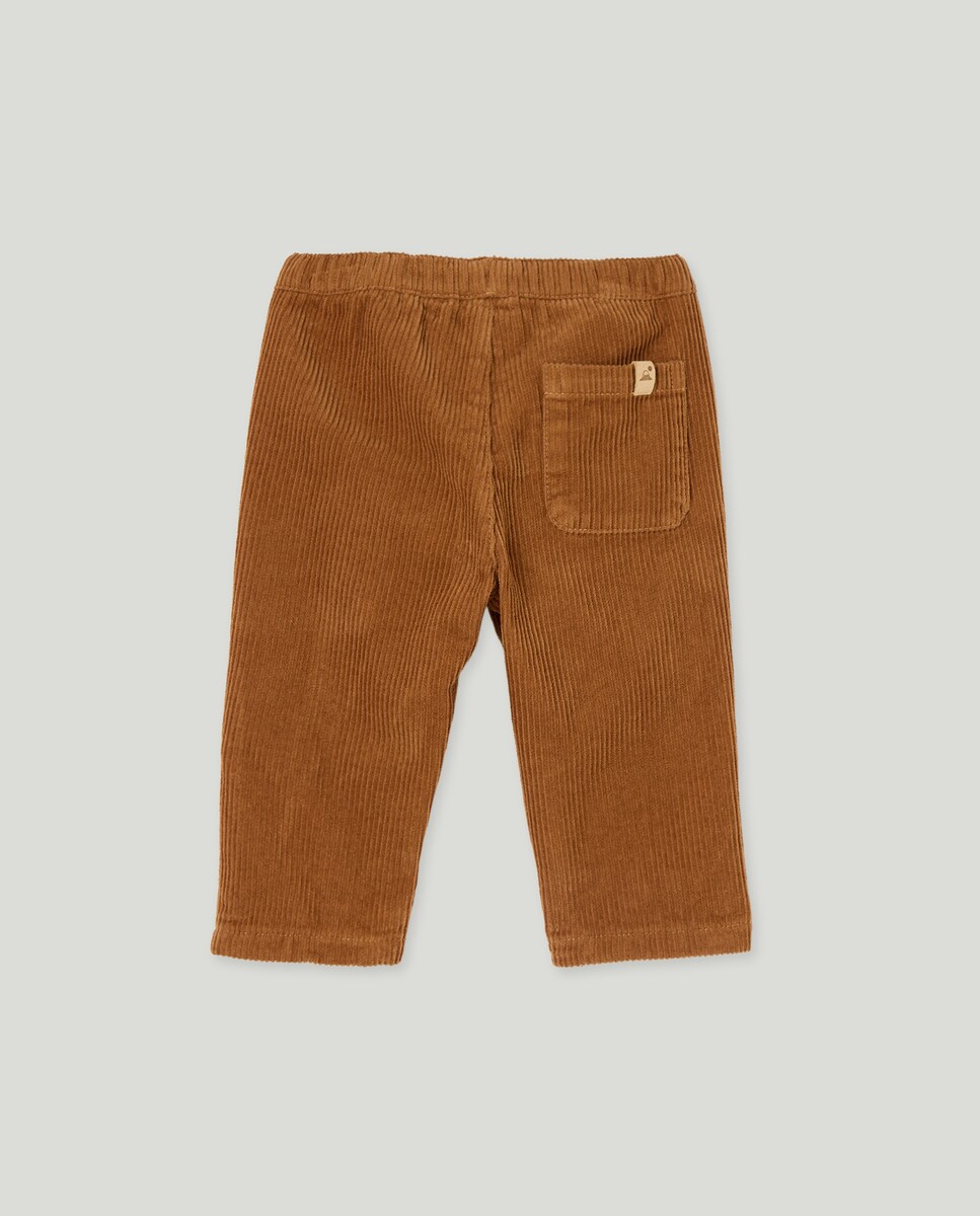 Calças Lisas de Bebé em Bombazina Forrada Toffee-2