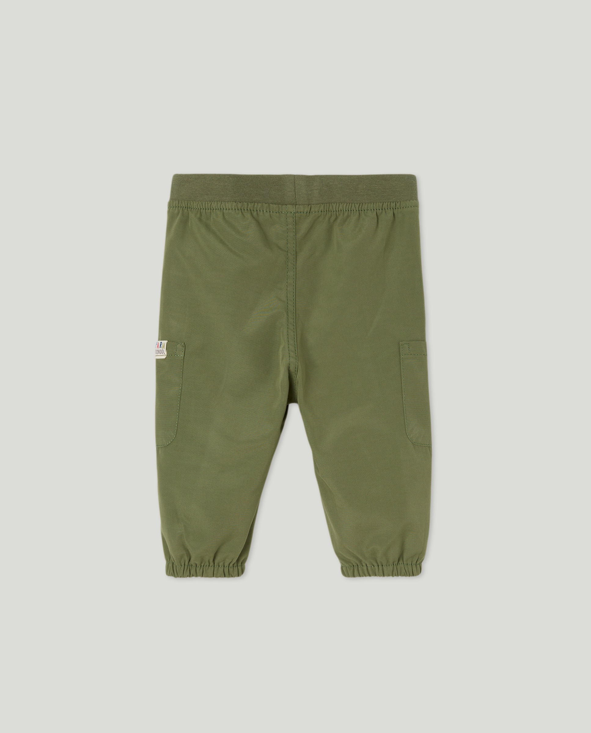 Calças Cargo Lisas de Bebé em Microfibra Verde-2