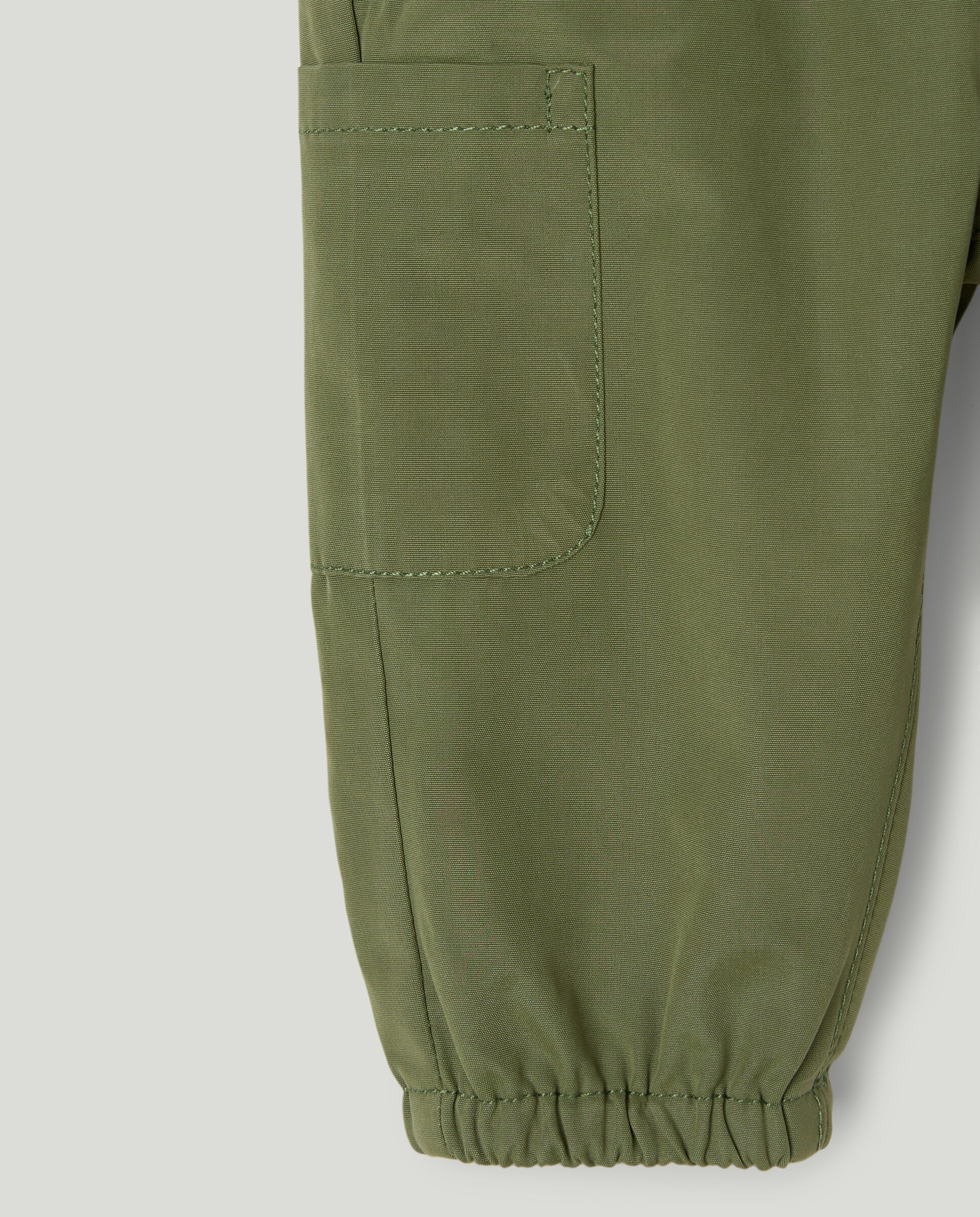 Calças Cargo Lisas de Bebé em Microfibra Verde-3