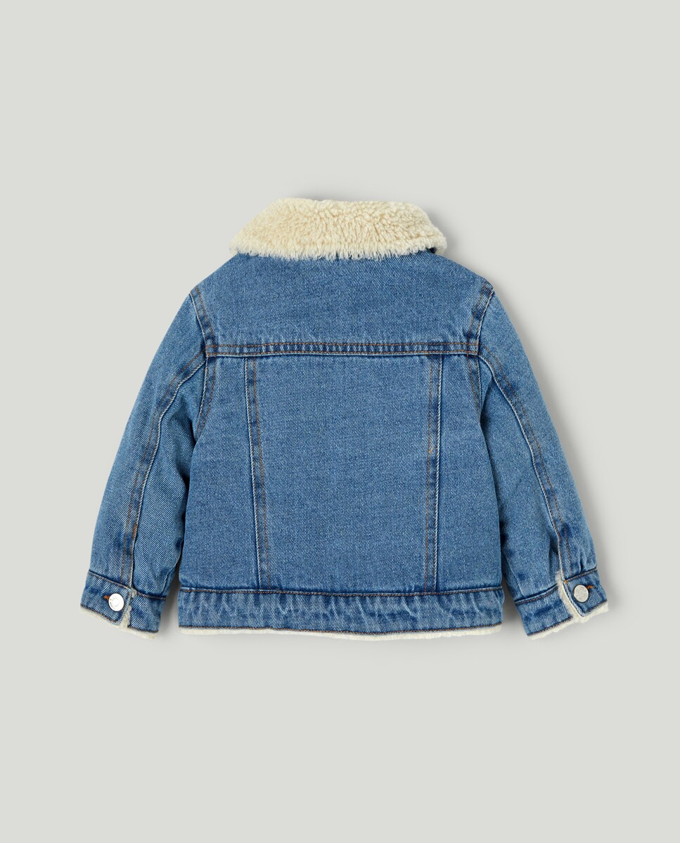 Blusão de Ganga de Bebé com Pelo de Borrego Azul pálido-2