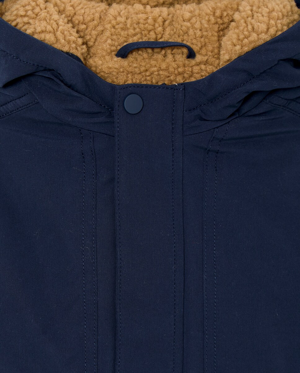 Parka Tipo Coreana Lisa de Bebé Azul-marinho-3