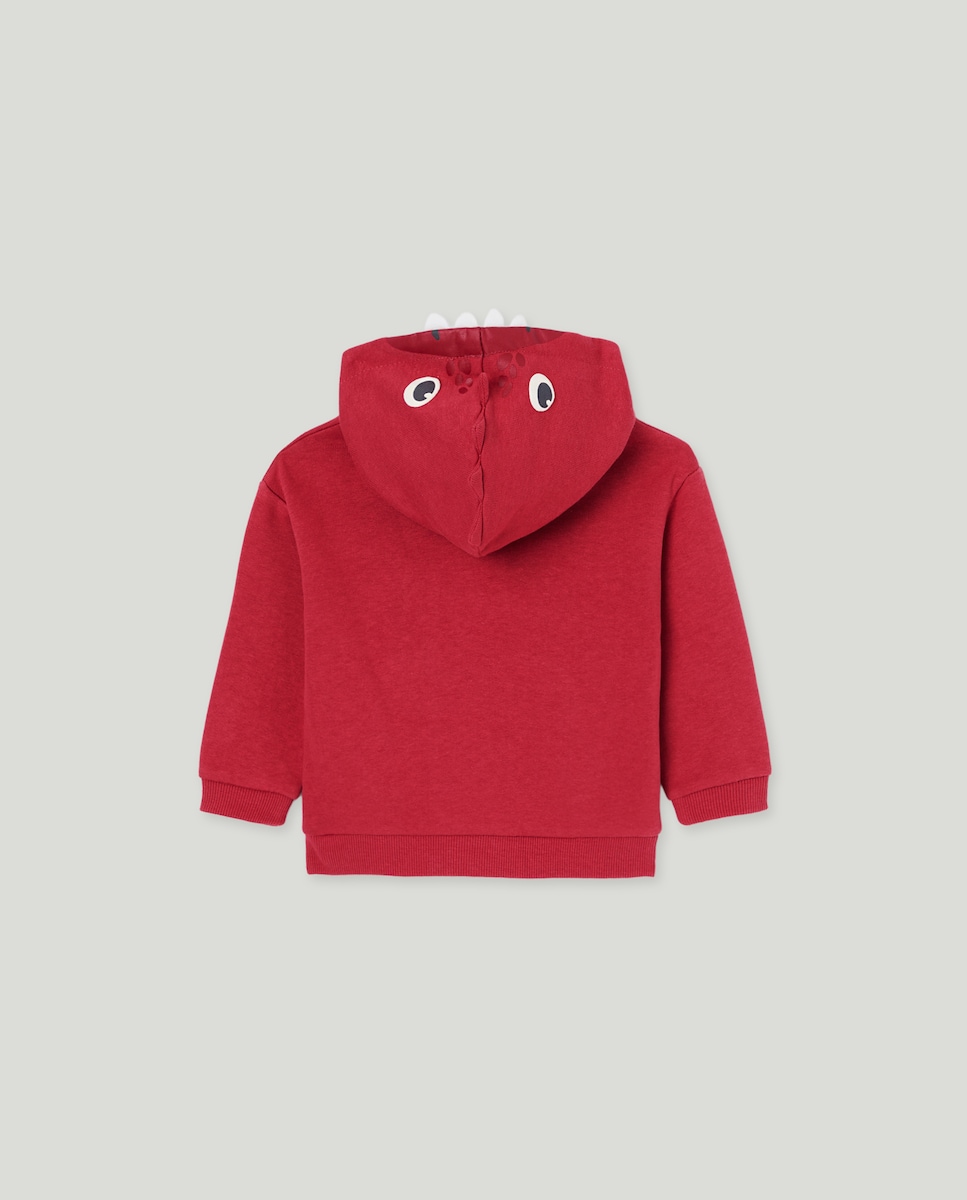 Sweatshirt Fechada de Bebé com Capuz e Estampado Posicional 3D 600 Vermelho-2