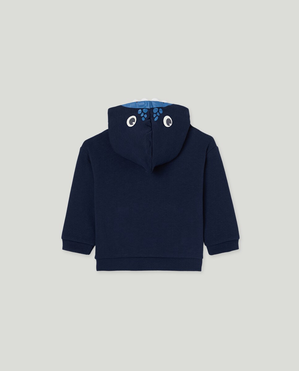 Sweatshirt Fechada de Bebé com Capuz e Estampado Posicional 3D Azul-marinho-2