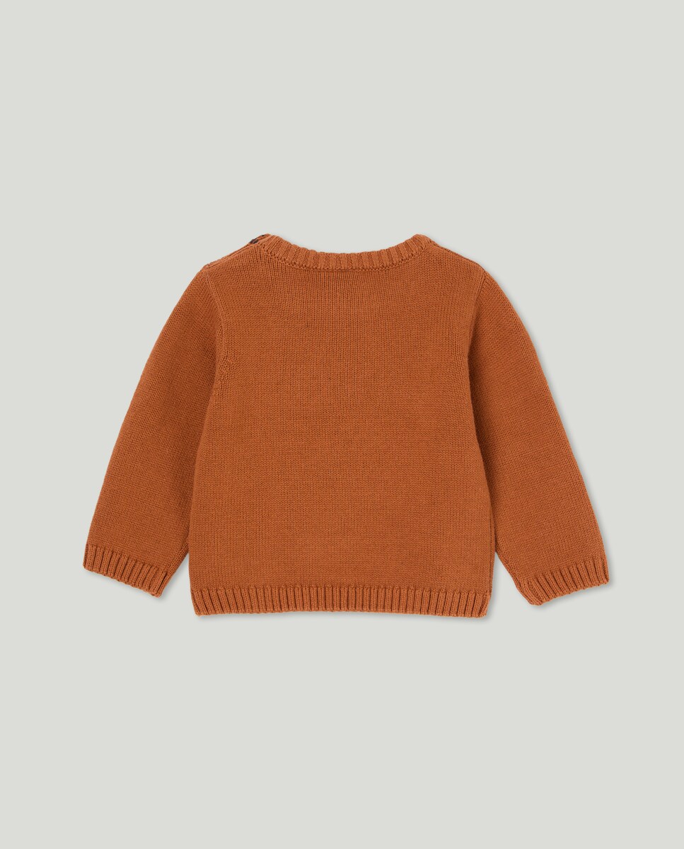 Camisola de Malha Lisa de Bebé com Gola Redonda e Texto Corneli Castanho-2