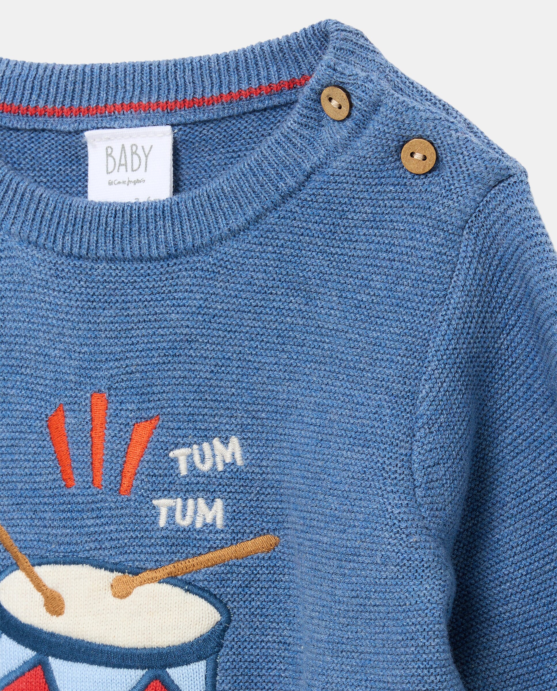 Camisola de Malha de Bebé com Emblema e Malha Entrelaçada Baby El Corte Inglés 400 Azul-3