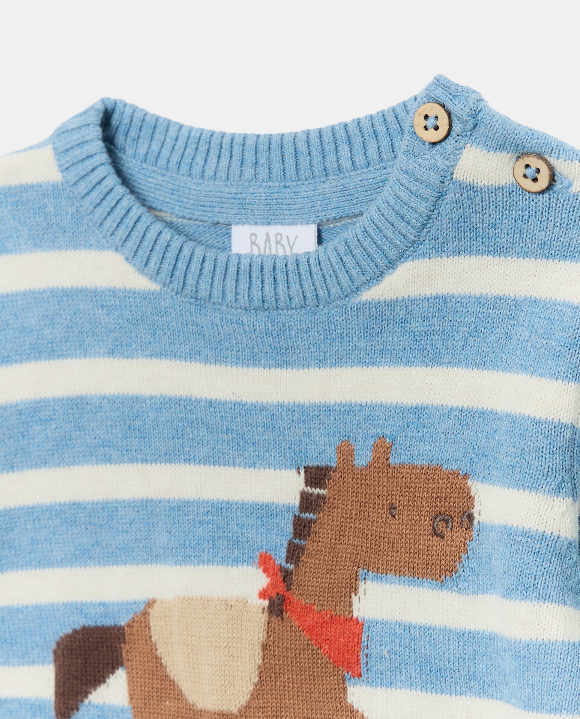 Camisola de Malha Básica de Bebé com Intársia às Riscas Baby El Corte Inglés 400 Azul-3