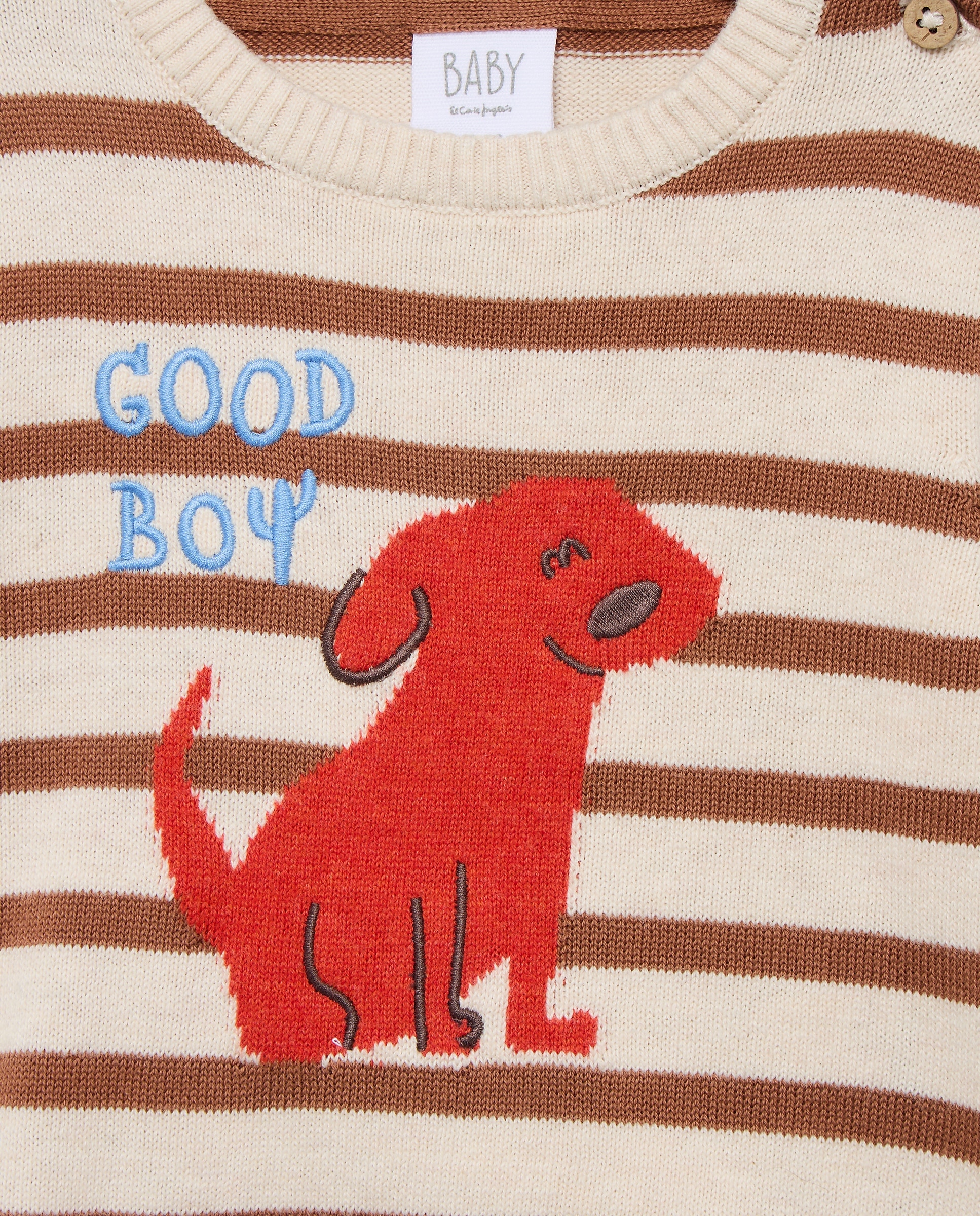 Camisola de Malha Básica de Bebé com Intársia às Riscas Baby El Corte Inglés 120 Cru-3