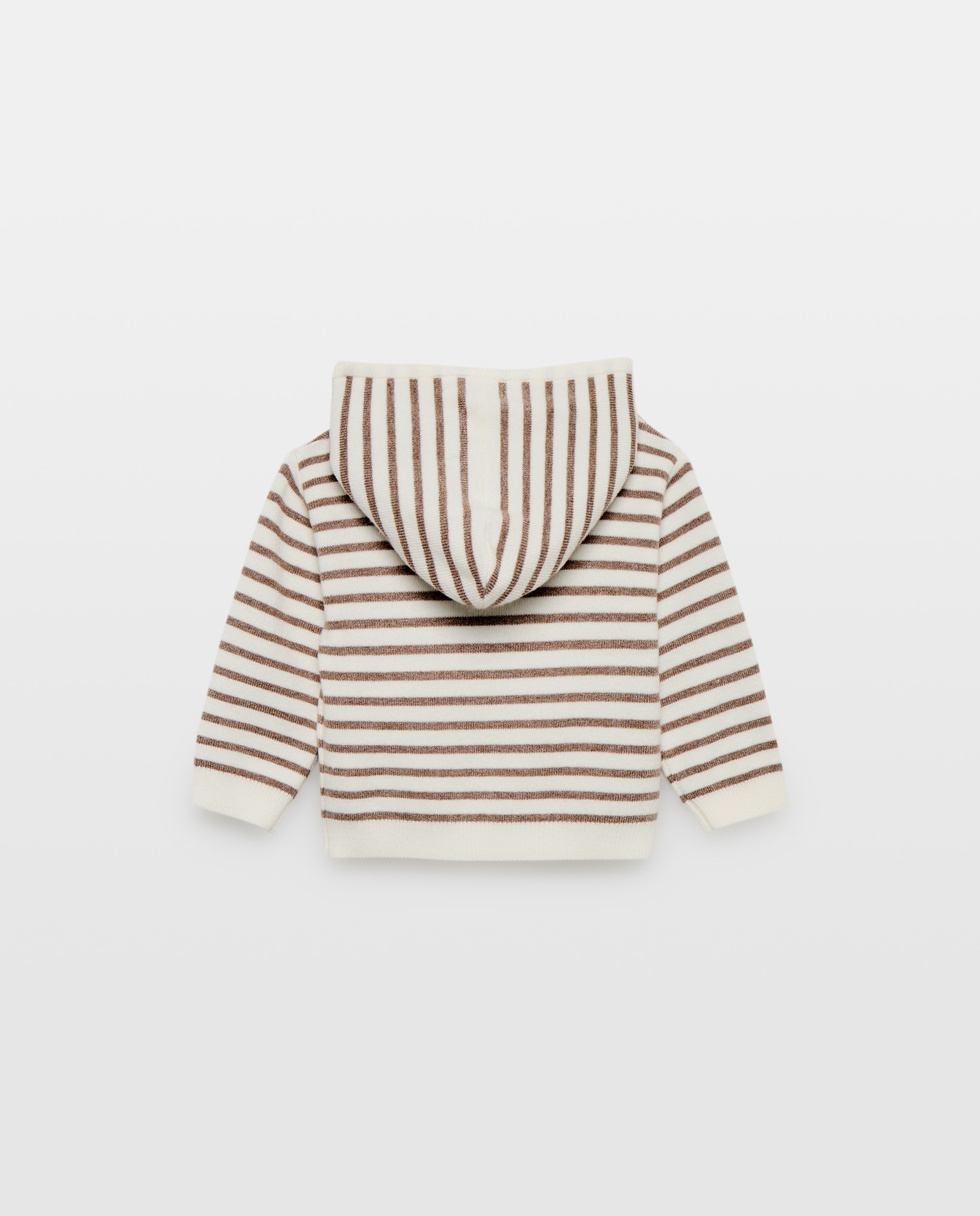 Camisola com Riscas e Capuz de Bebé Vison Claro-2
