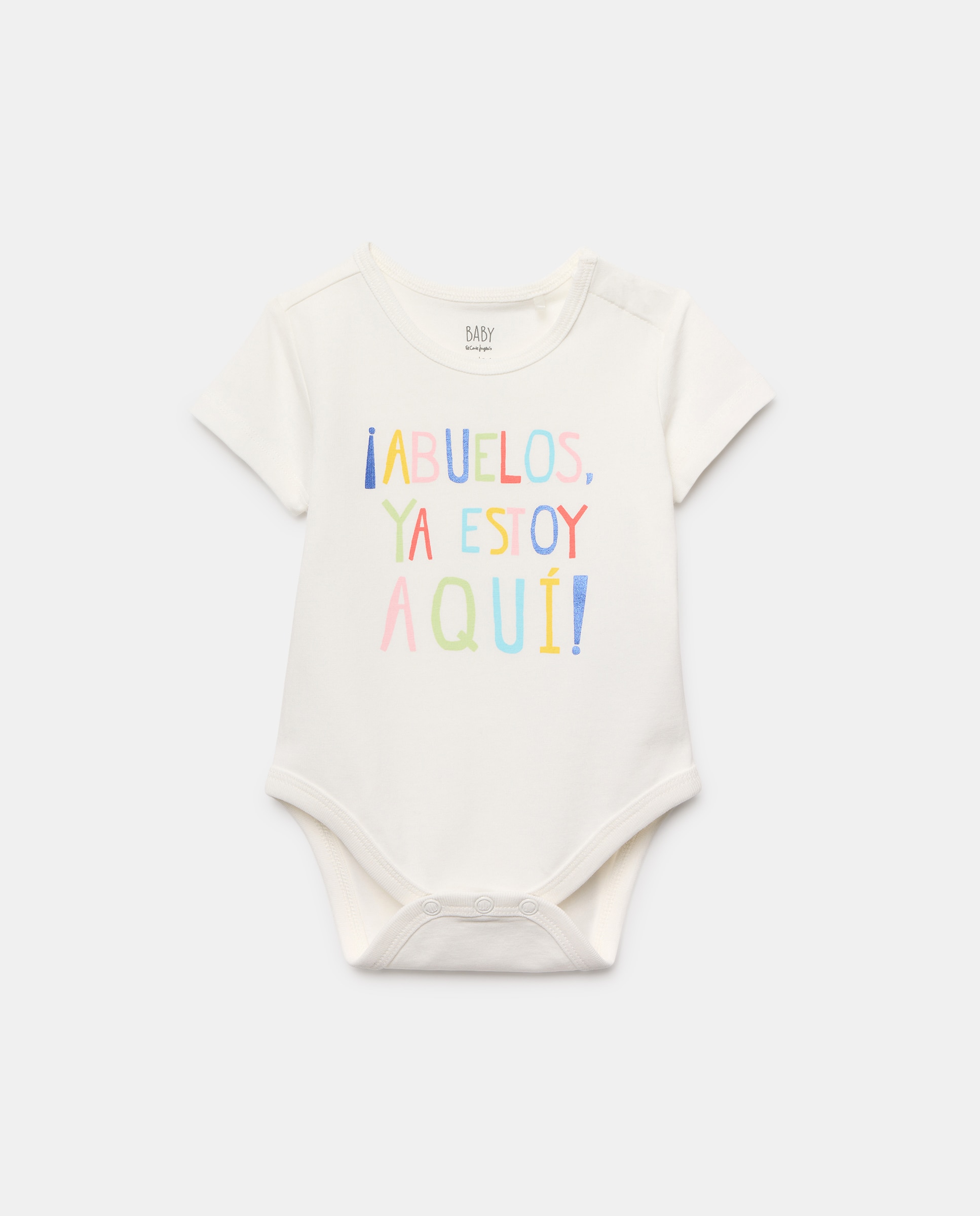 Body de Bebé com Mensagem "Abuelos ya Estoy Aquí!" Baby El Corte Inglés Branco-marfim-1
