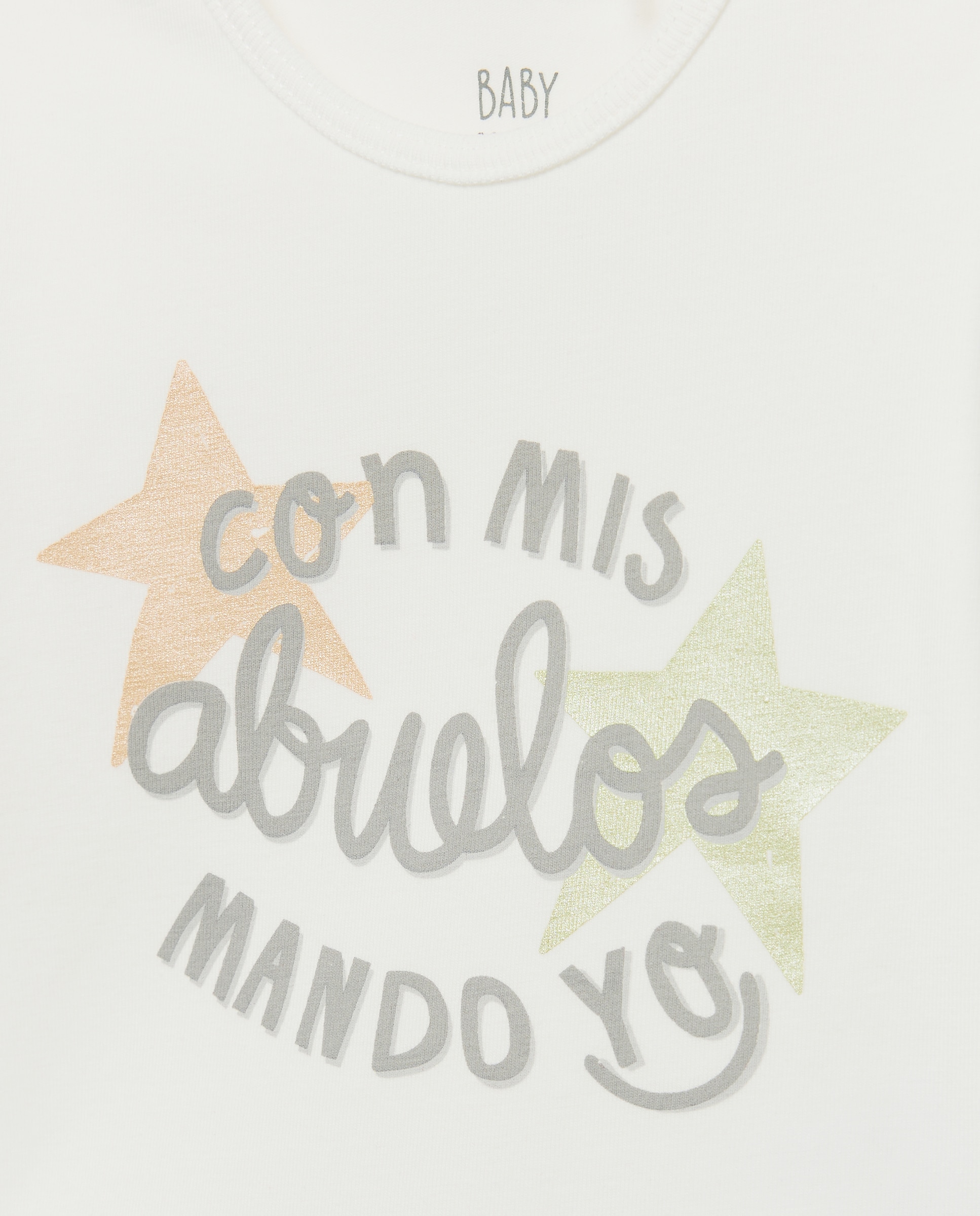 Imagen 3 de Body de bebé con mensaje "con mis abuelos mando yo " - Baby El Corte Inglés - Blanco roto Blanco roto
