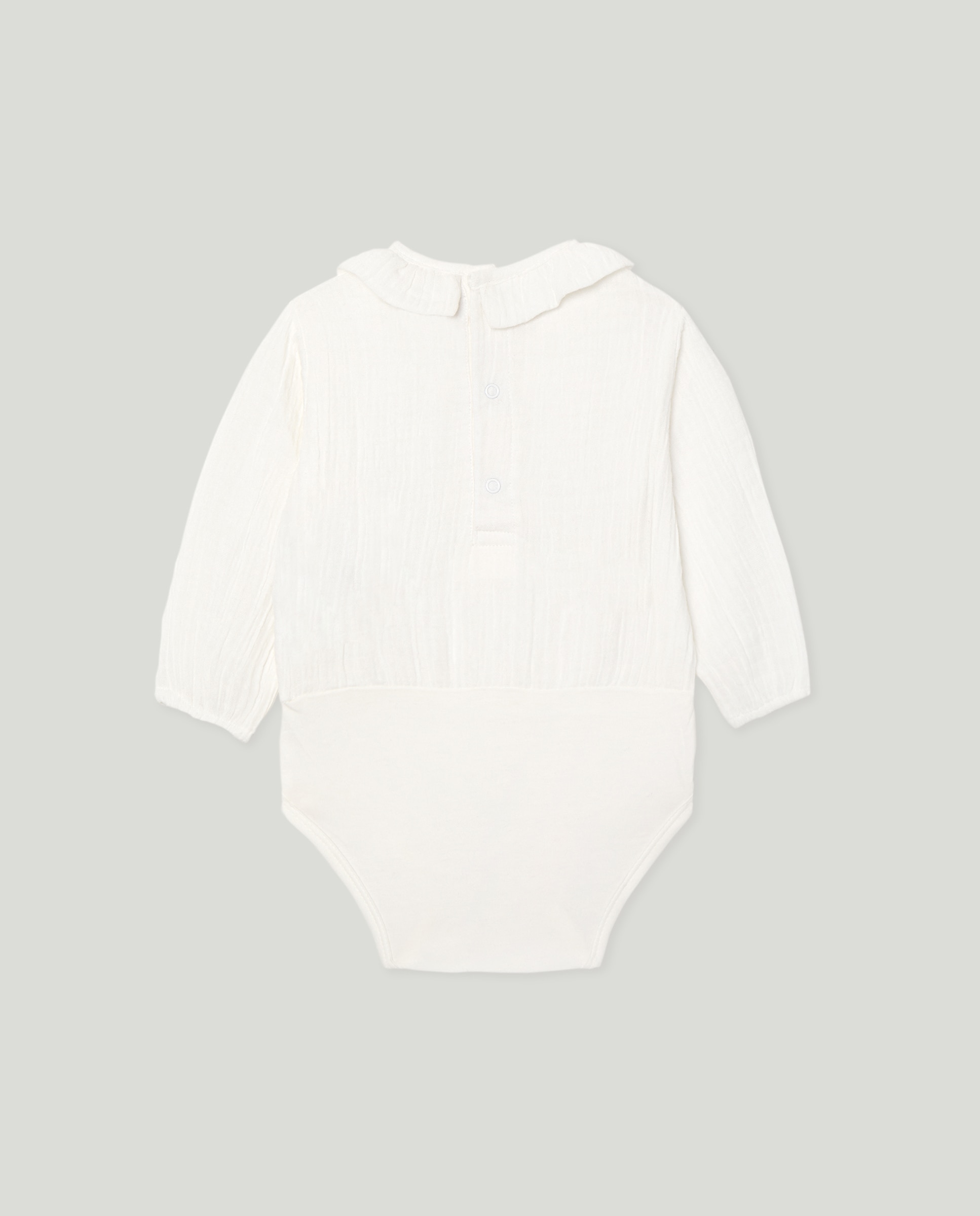 Body Liso de Chiffon e Single Jersey de Bebé Branco-marfim-2