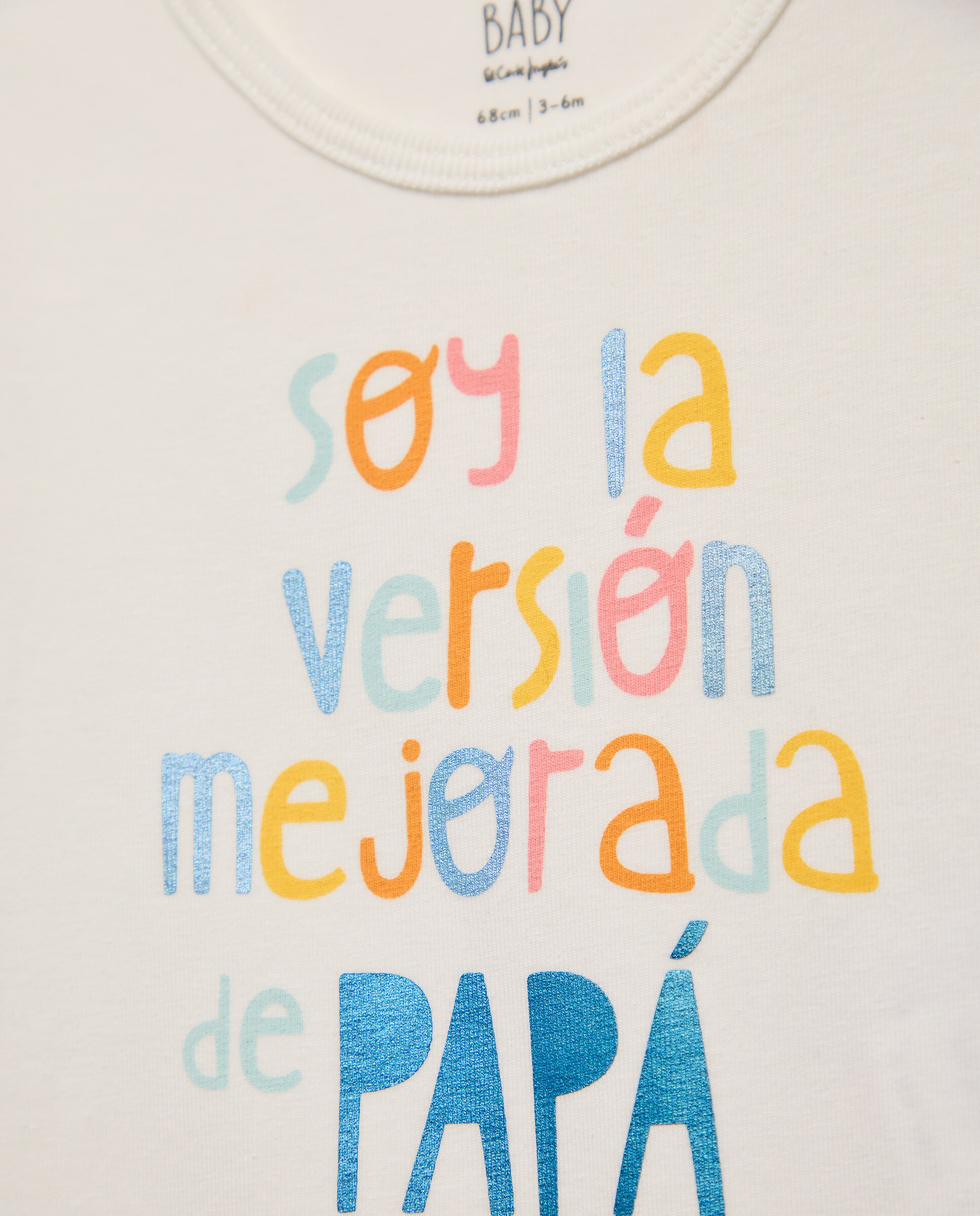 Body de Bebé com Mensagem de Tom em Contraste Baby El Corte Inglés Branco-marfim-3