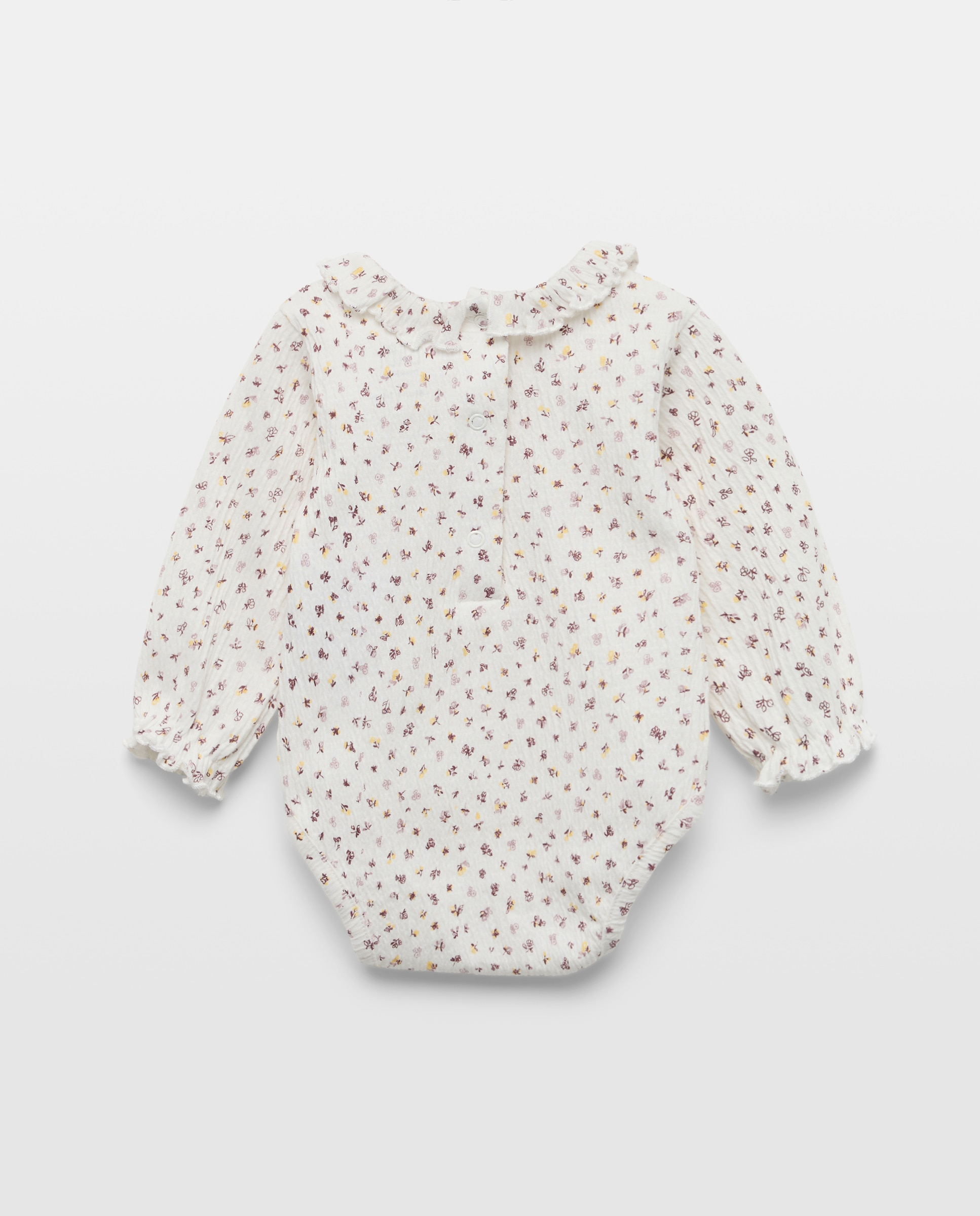 Body de Bebé com Manga Comprida, Gola com Folho e All Over Print Rosa-2