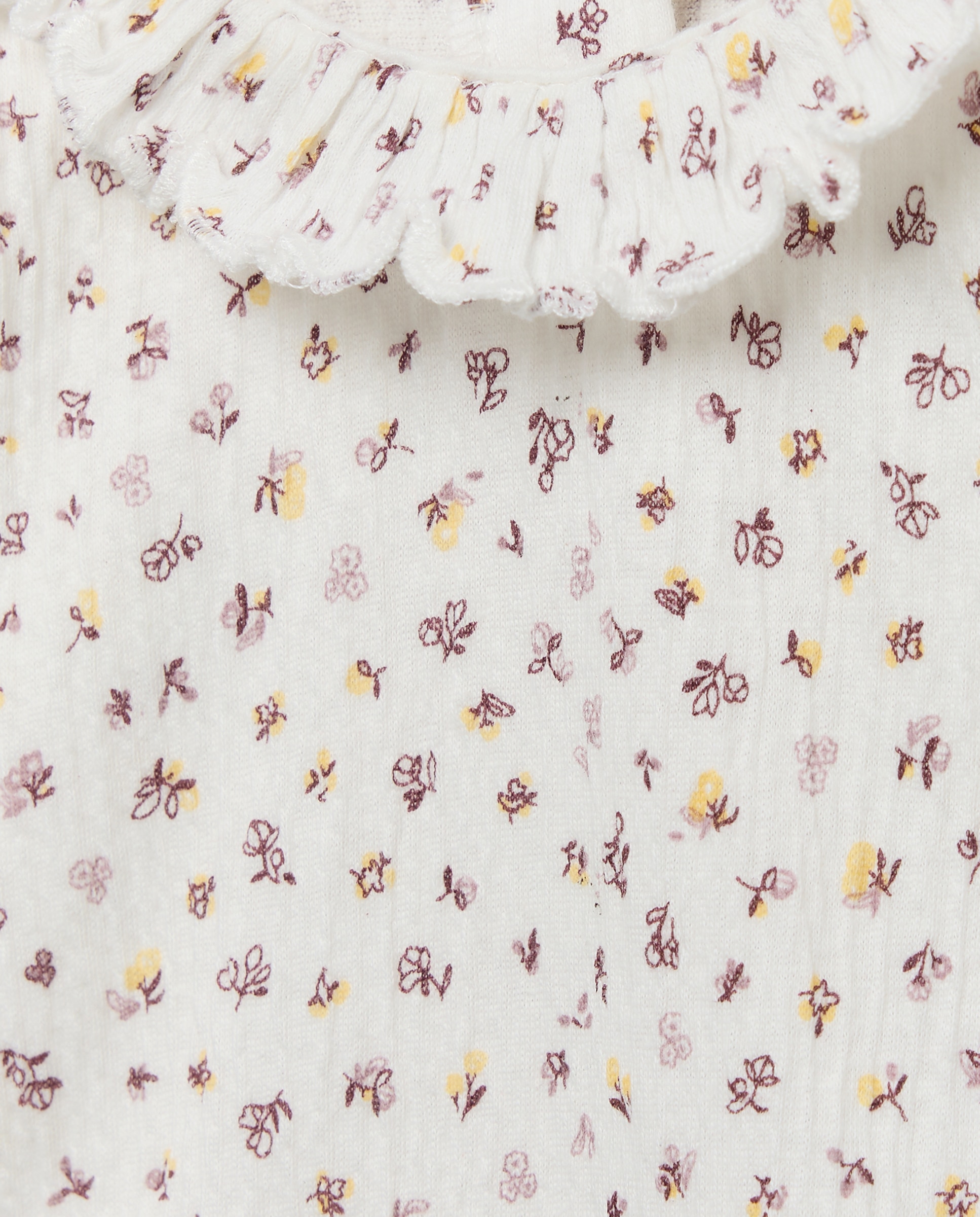 Body de Bebé com Manga Comprida, Gola com Folho e All Over Print Rosa-3