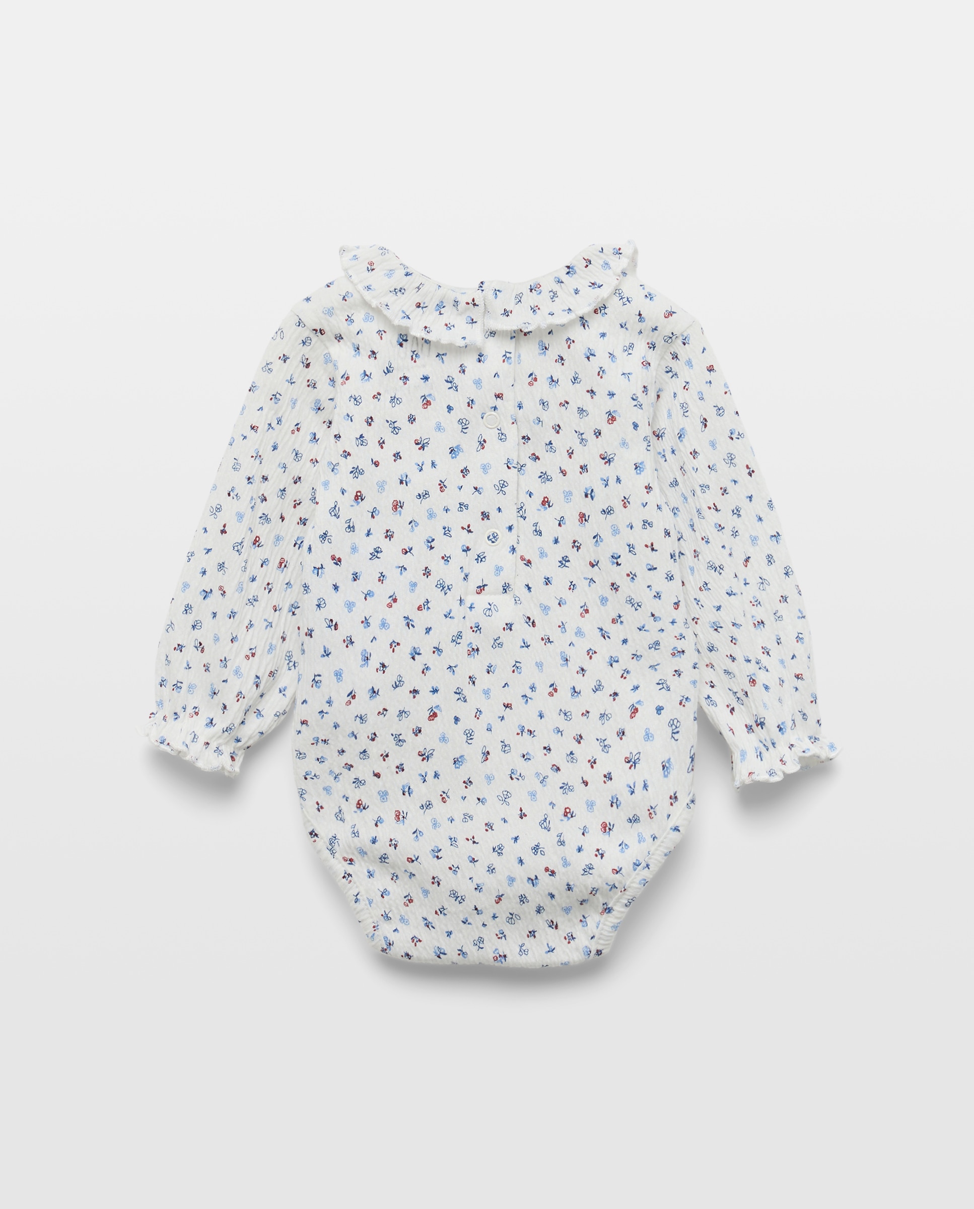 Body de Bebé com Manga Comprida, Gola com Folho e All Over Print Azul-2