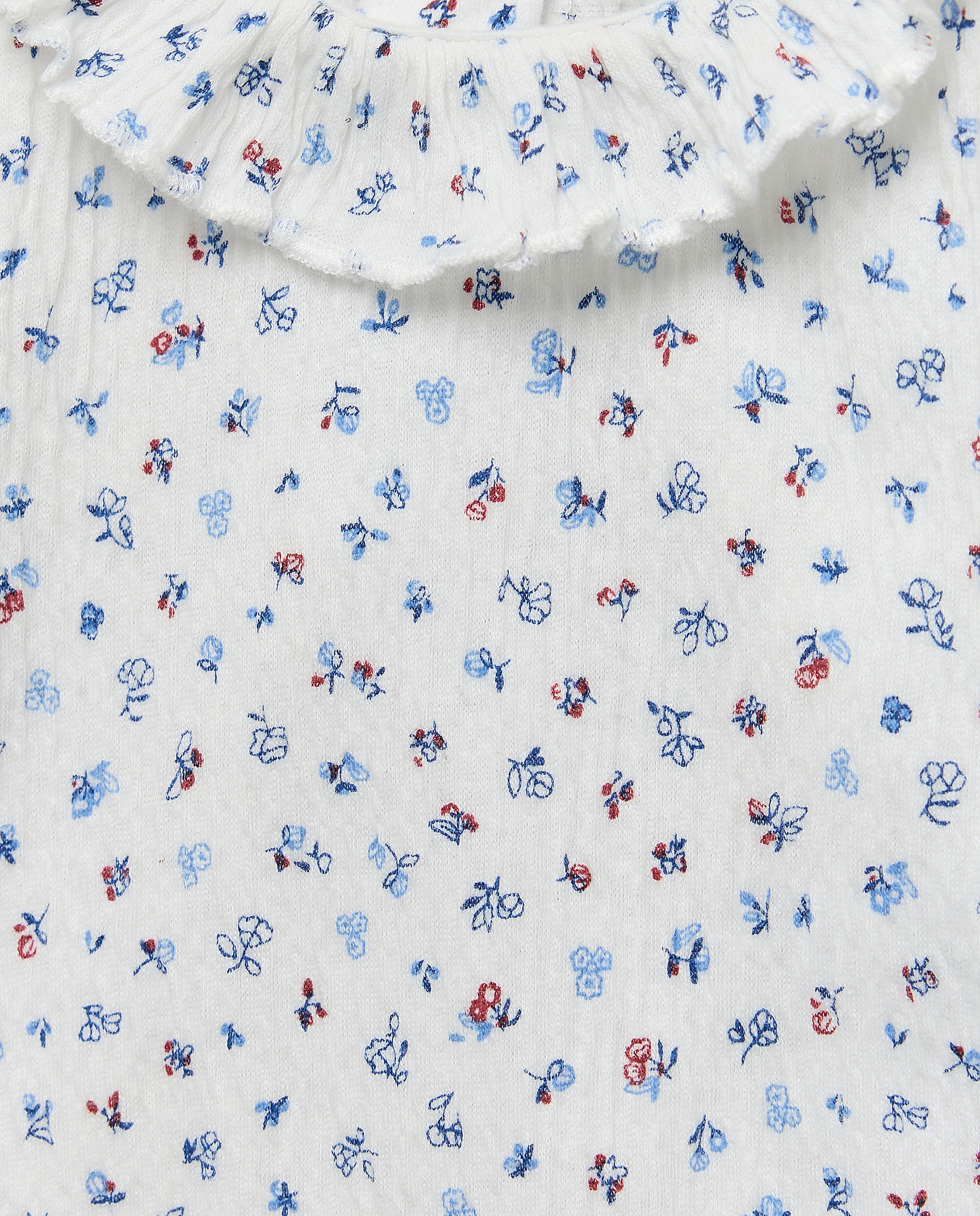 Body de Bebé com Manga Comprida, Gola com Folho e All Over Print Azul-3