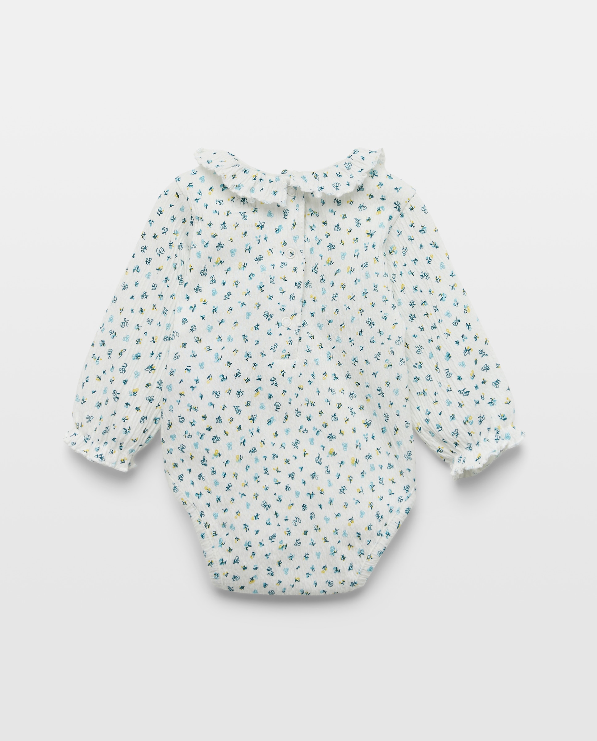 Body de Bebé com Manga Comprida, Gola com Folho e All Over Print Verde-2