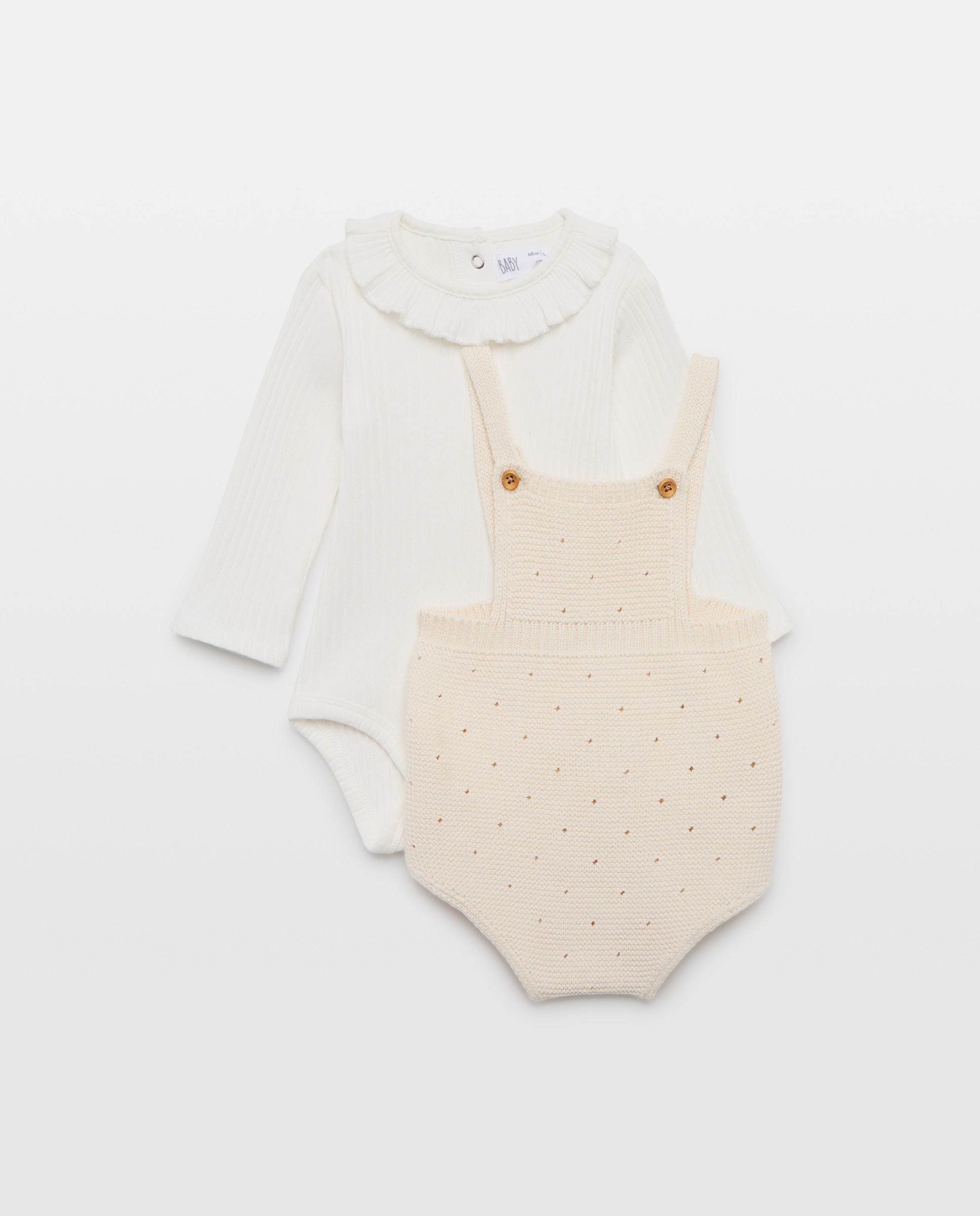 Imagen 0 de Conjunto para bebé de 2 piezas peto en tricot y body Verde