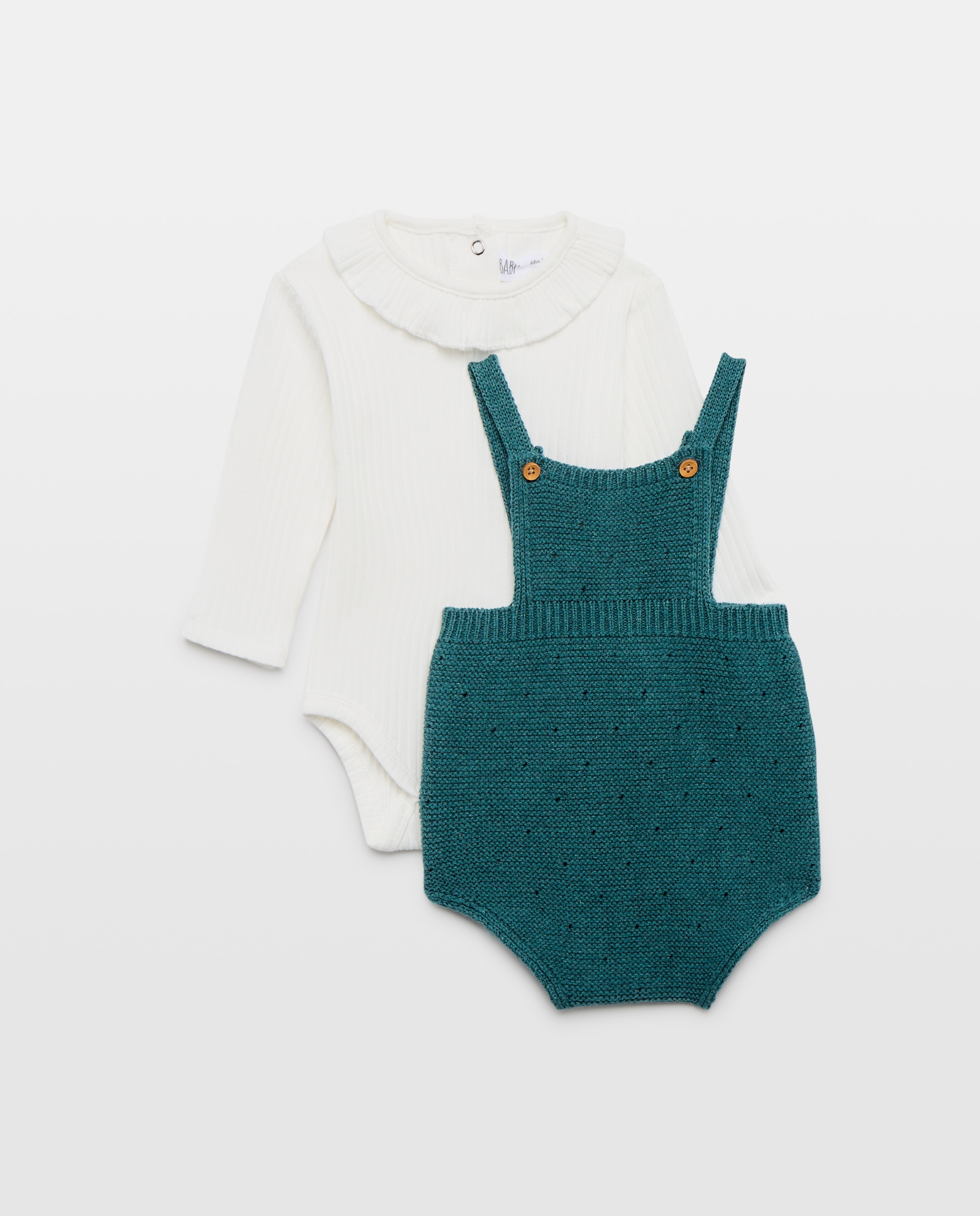 Imagen 0 de Conjunto para bebé de 2 piezas peto en tricot y body 400 Azul