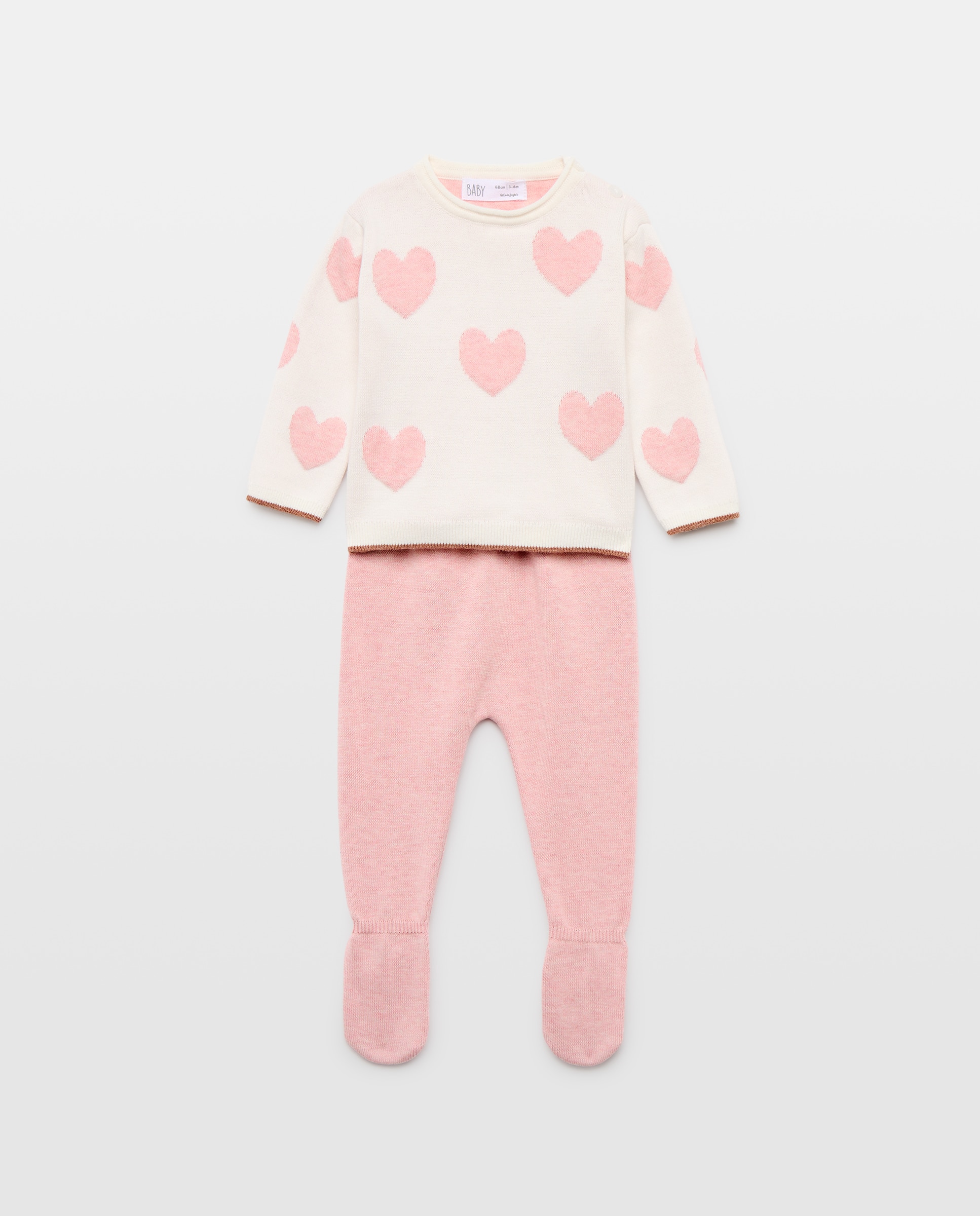 Imagen 0 de Conjunto para bebé jacquard en punto fino Rosa