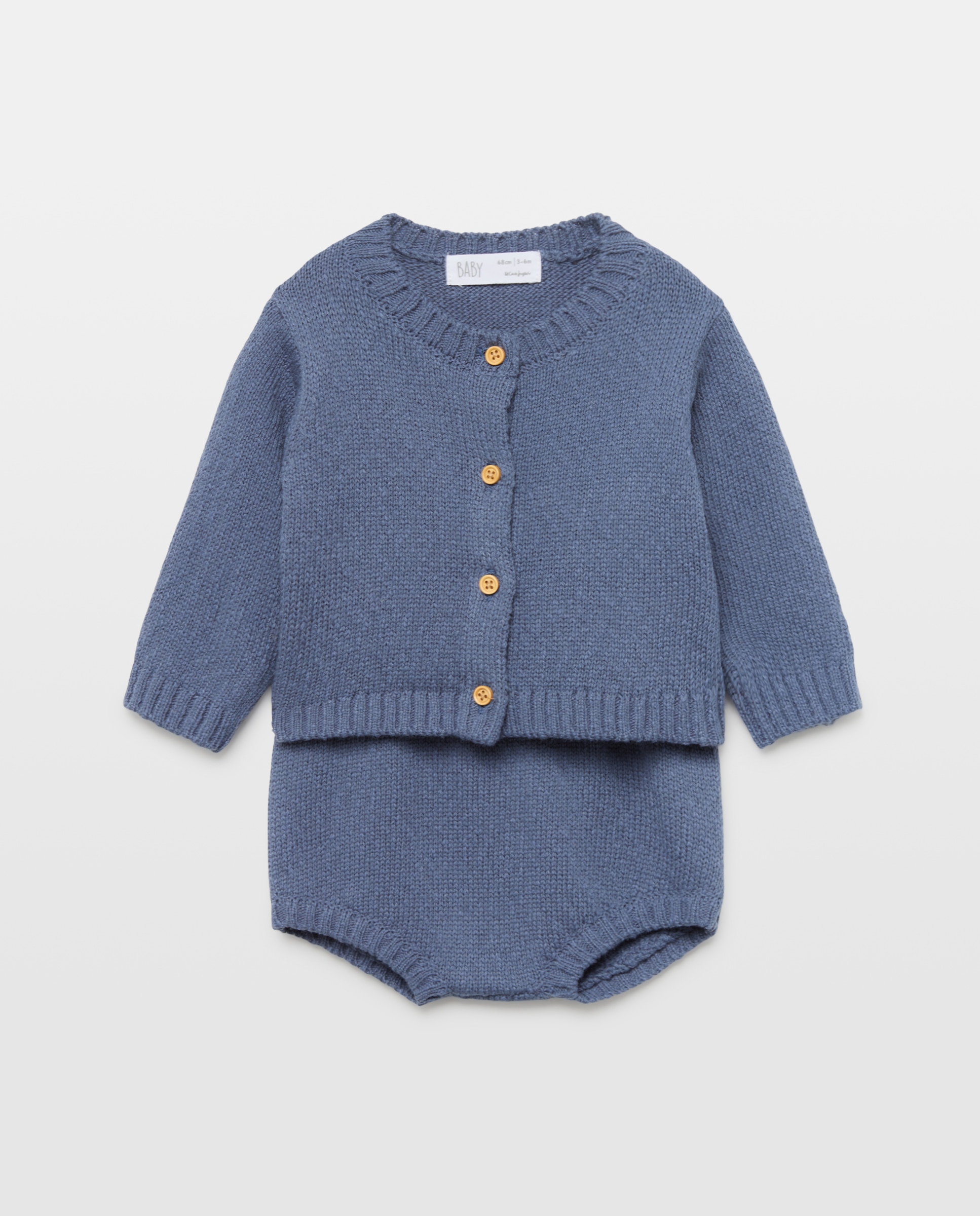 Imagen 0 de Conjunto 2 piezas tricot de chaqueta y pantalón corto de bebé 400 Azul