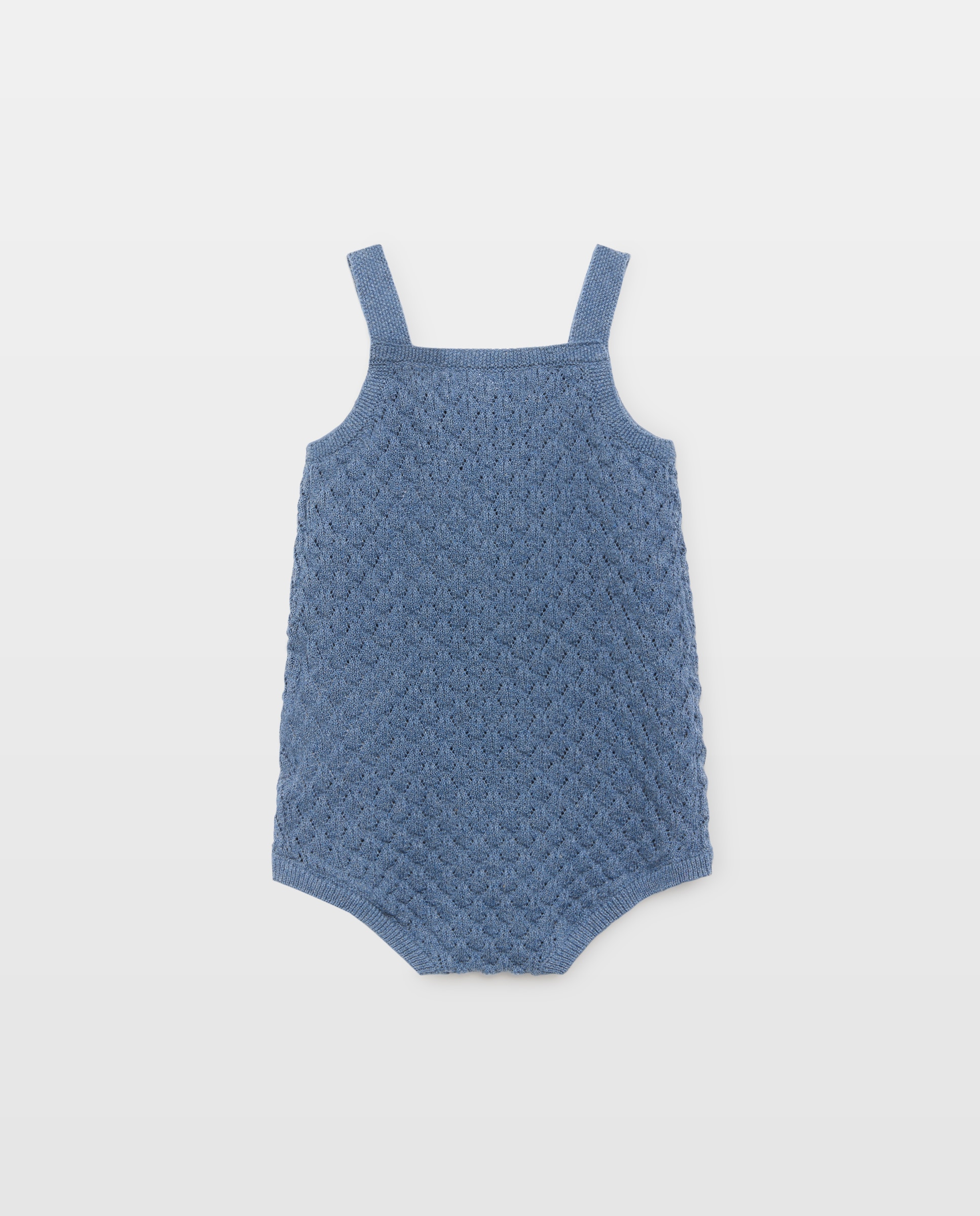 Jardineiras Tipo Calções de Tricot Liso de Bebé 400 Azul-2