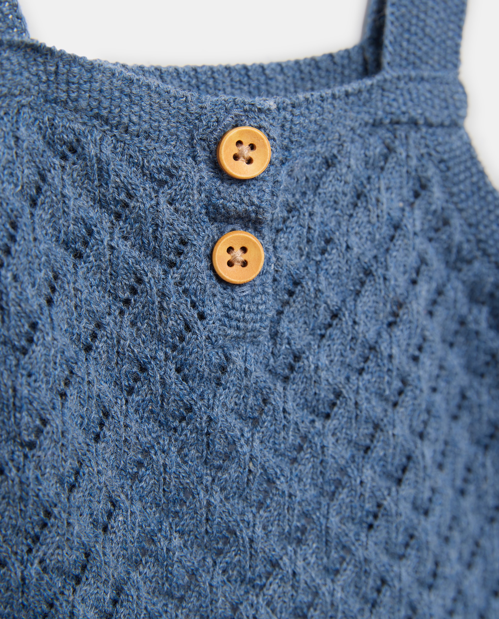 Jardineiras Tipo Calções de Tricot Liso de Bebé 400 Azul-3