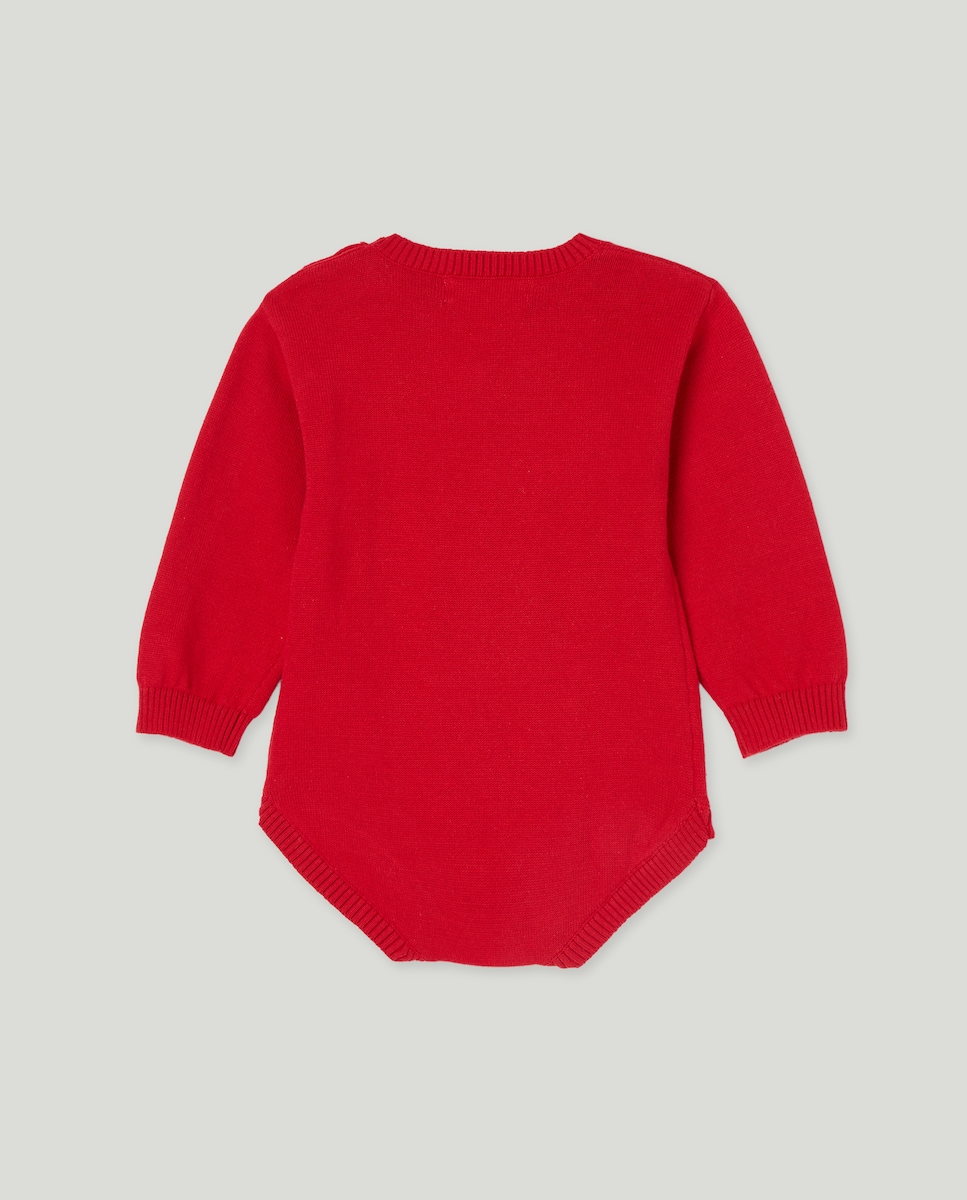Babygrow de Tricot Liso Comprido de Bebé 600 Vermelho-2
