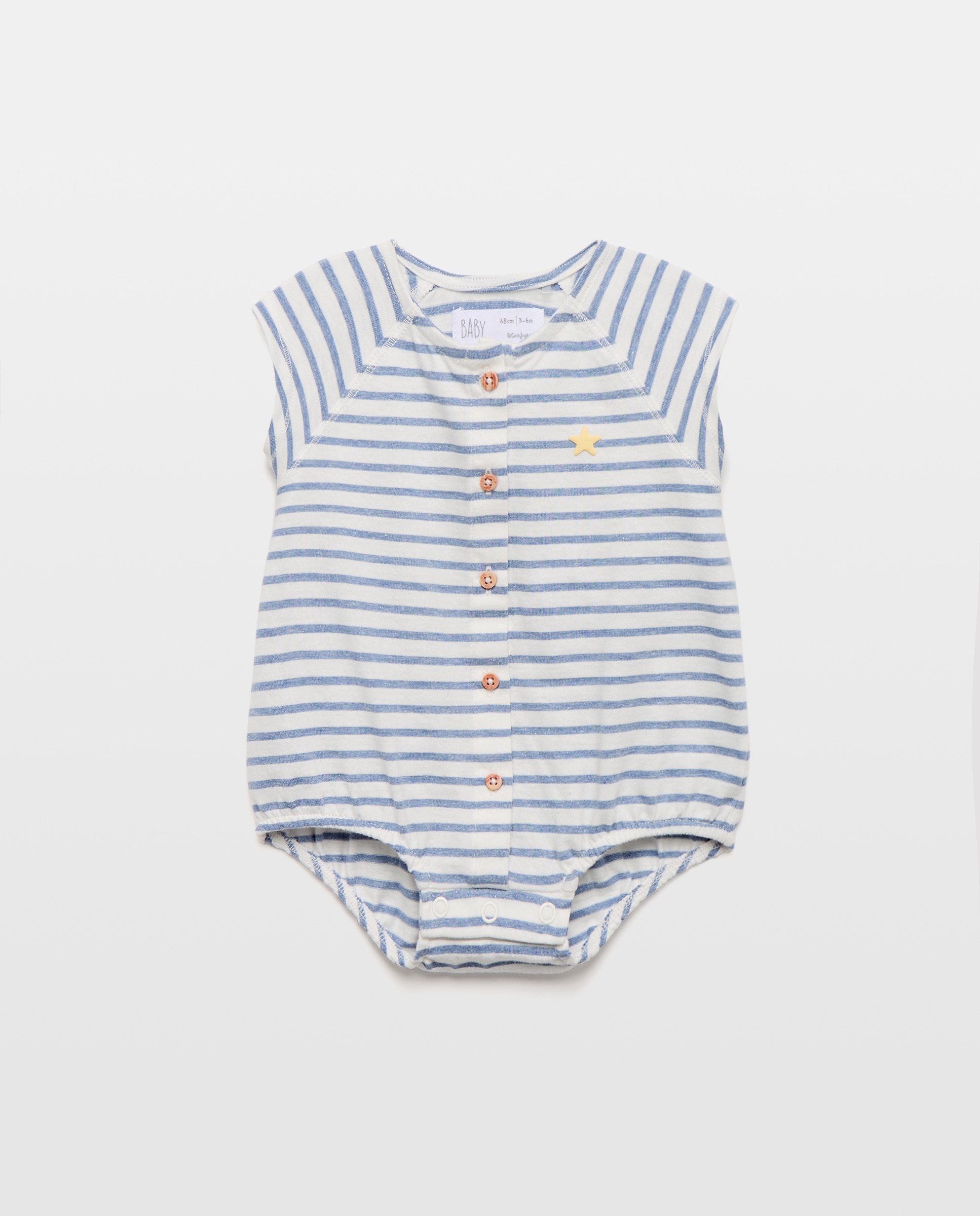 Imagem 0 de Babygrow de Bebé às Riscas com Manga Curta e Botões