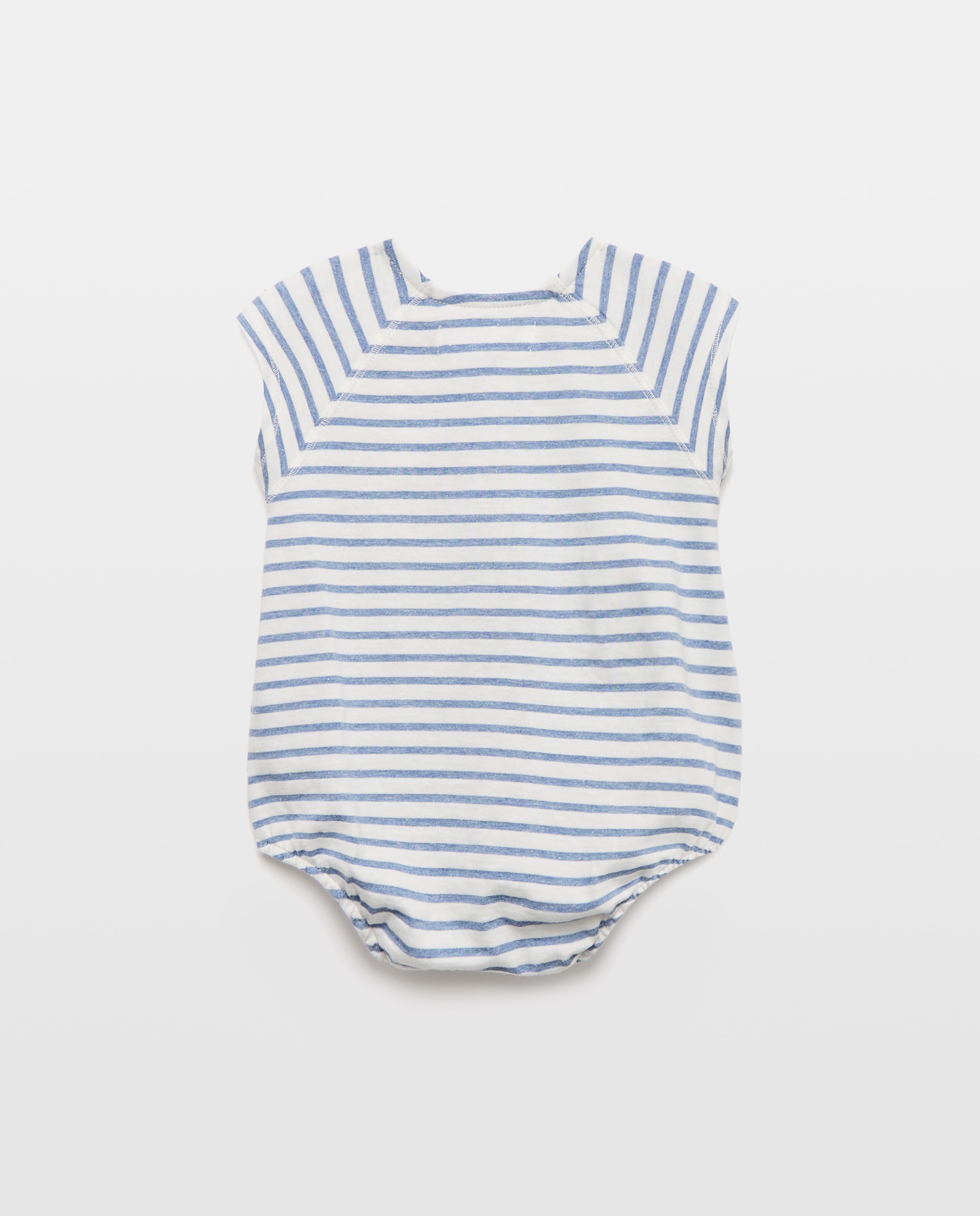 Babygrow de Bebé às Riscas com Manga Curta e Botões Baby El Corte Inglés Azul-2