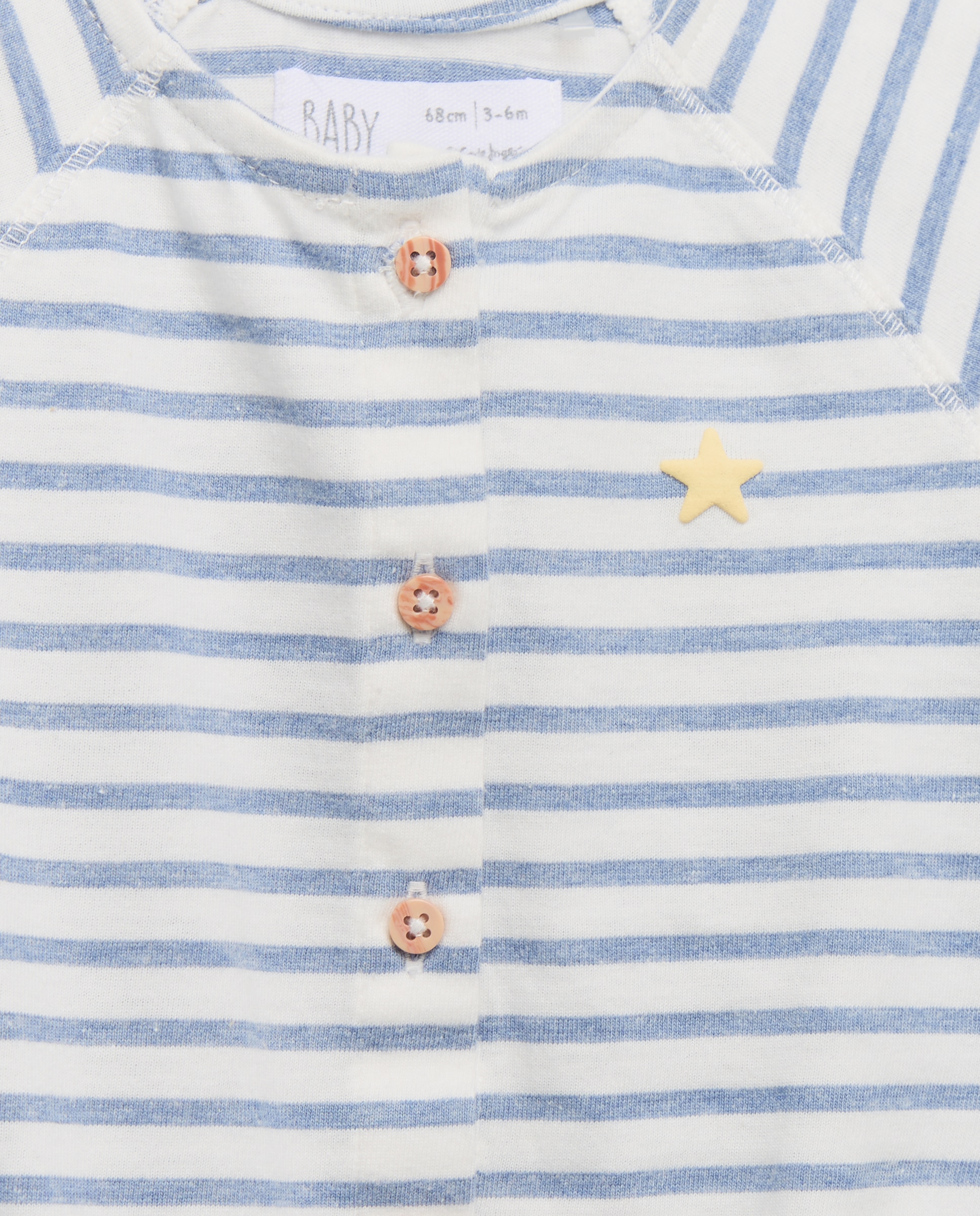 Babygrow de Bebé às Riscas com Manga Curta e Botões Baby El Corte Inglés Azul-3