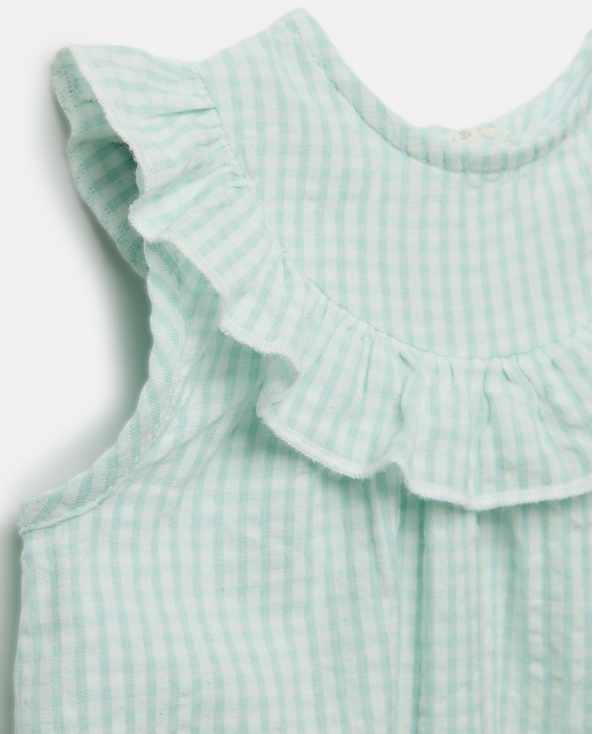 Babygrow Vichy de Bebé sem Mangas e com Folho Baby El Corte Inglés Verde-3