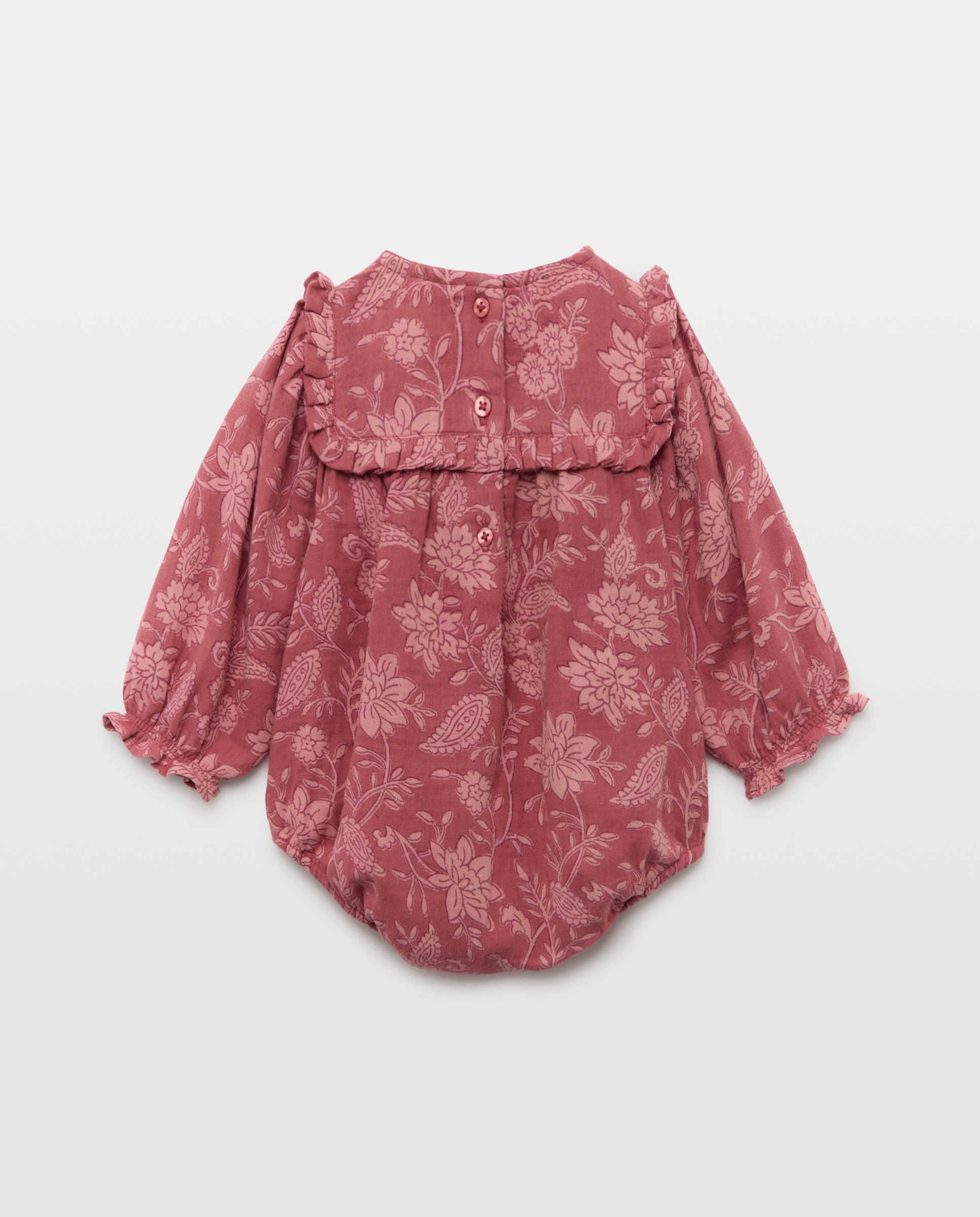 Babygrow de Bebé com Manga Comprida Plana e All Over Print Rosa-2