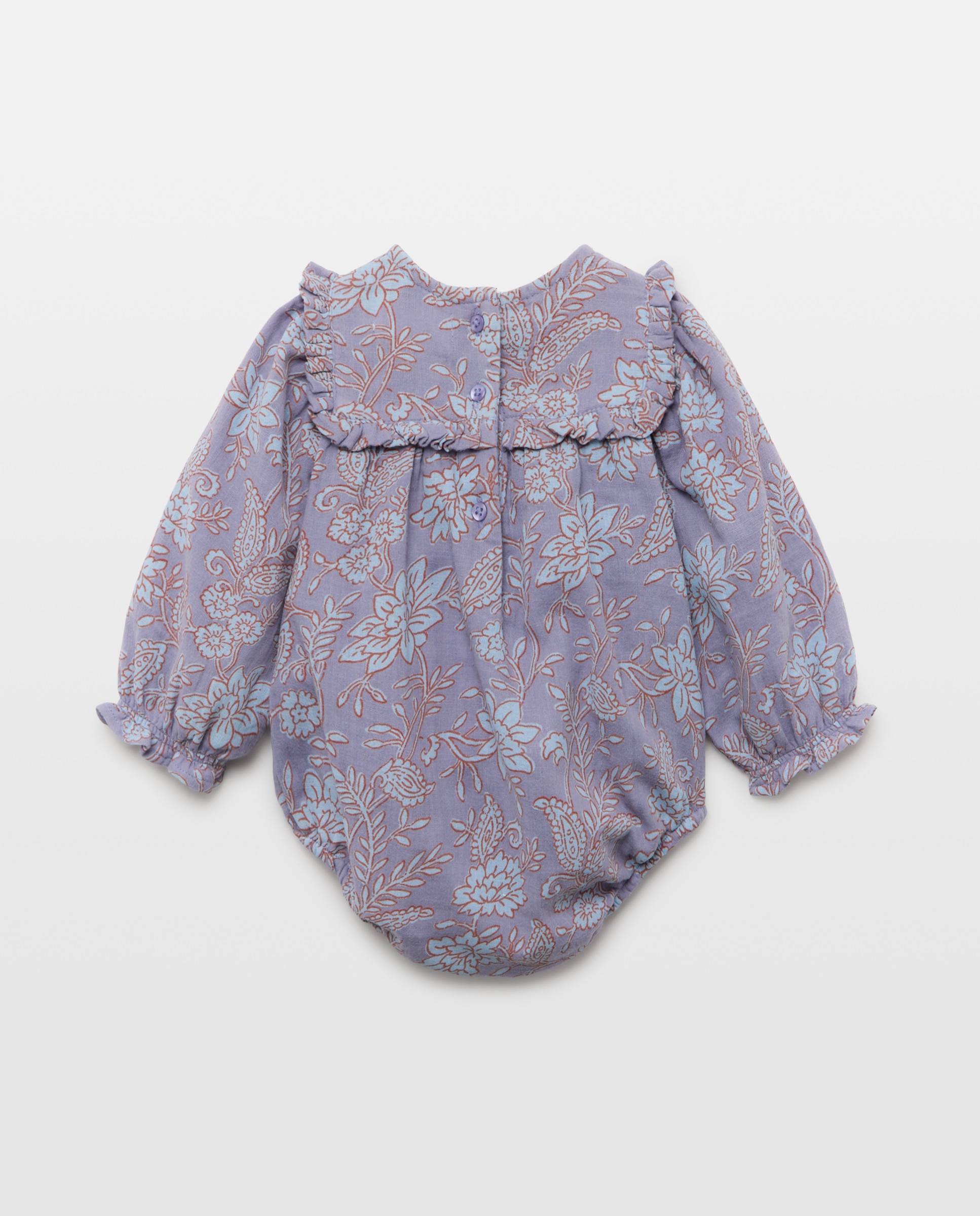 Babygrow de Bebé com Manga Comprida Plana e All Over Print Azul-2