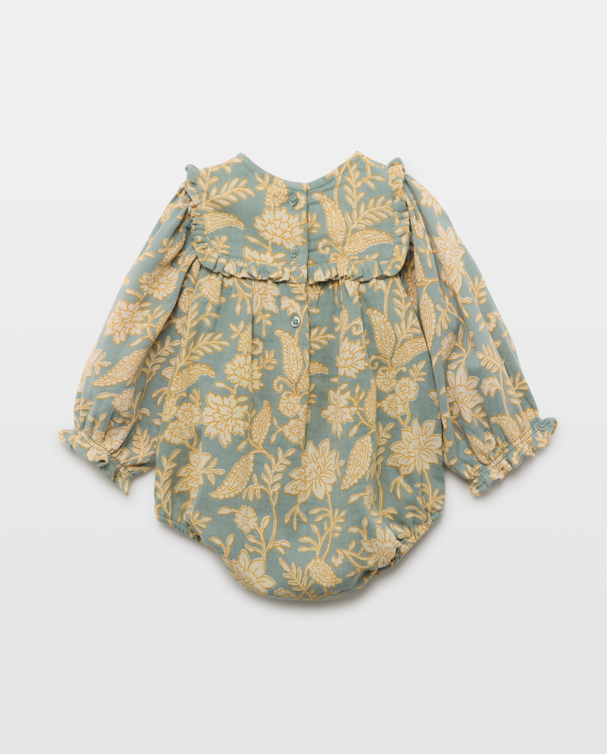 Babygrow de Bebé com Manga Comprida Plana e All Over Print Verde-2