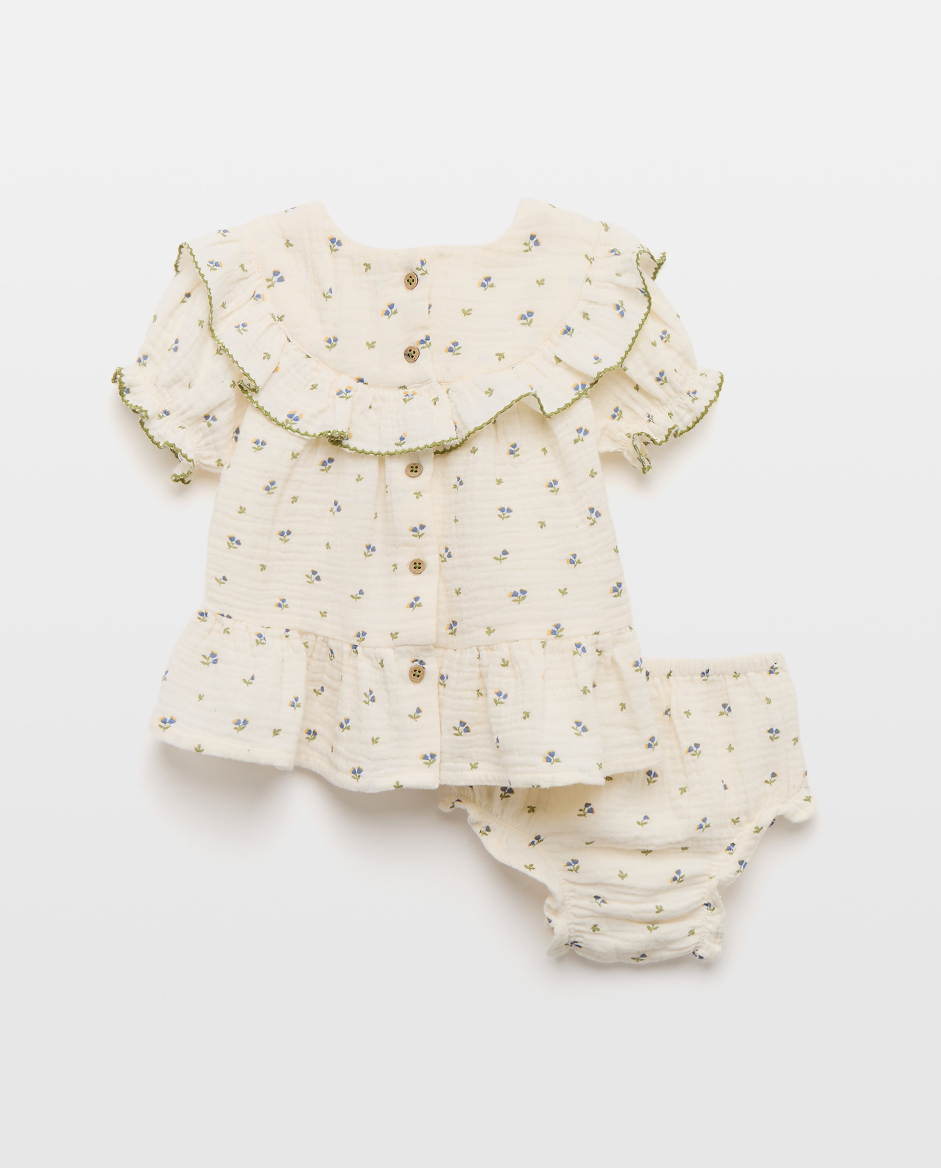 Vestido de Bebé com Manga Curta com Folhos Baby El Corte Inglés Branco-2