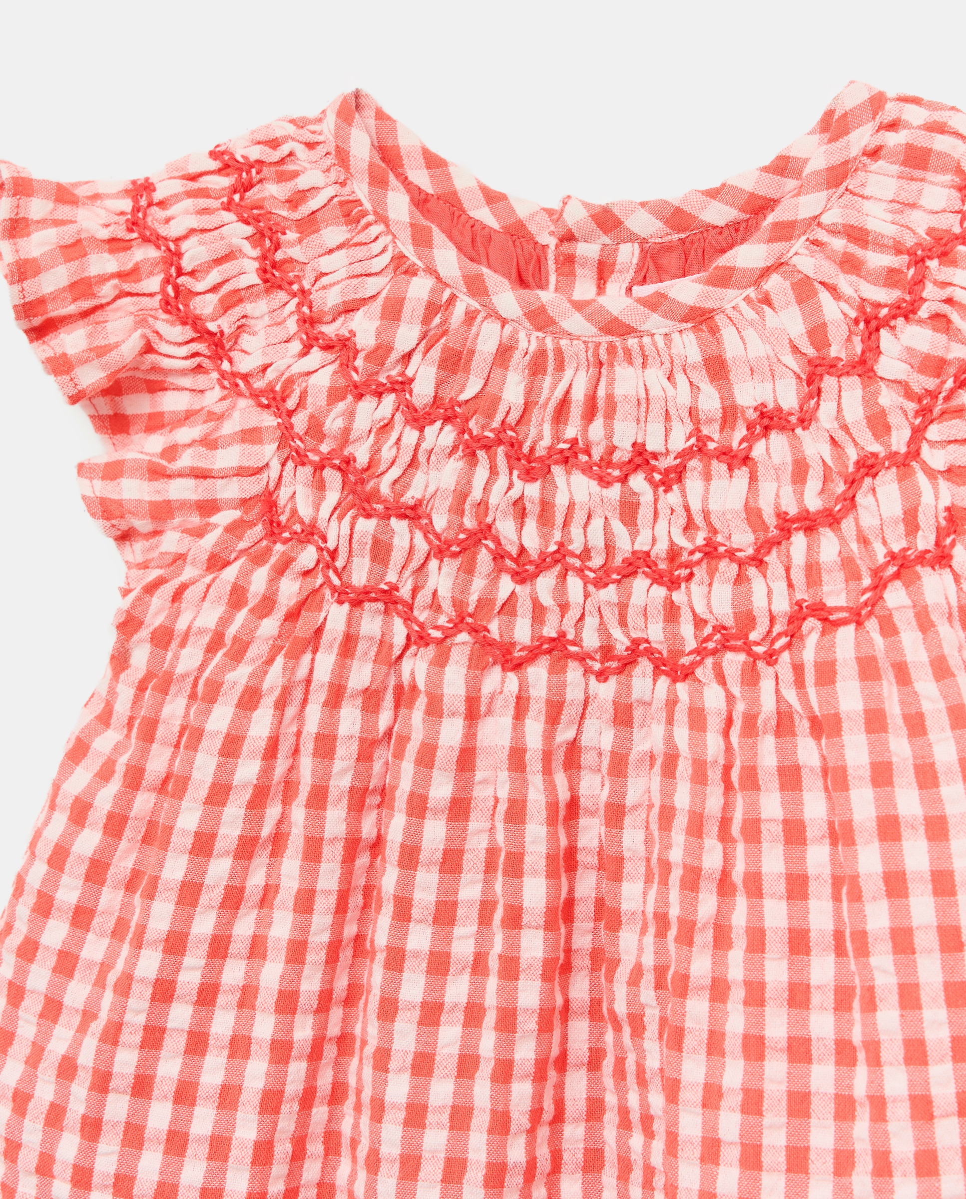 Vestido Vichy de Bebé com Manga Curta Baby El Corte Inglés Rosa-3