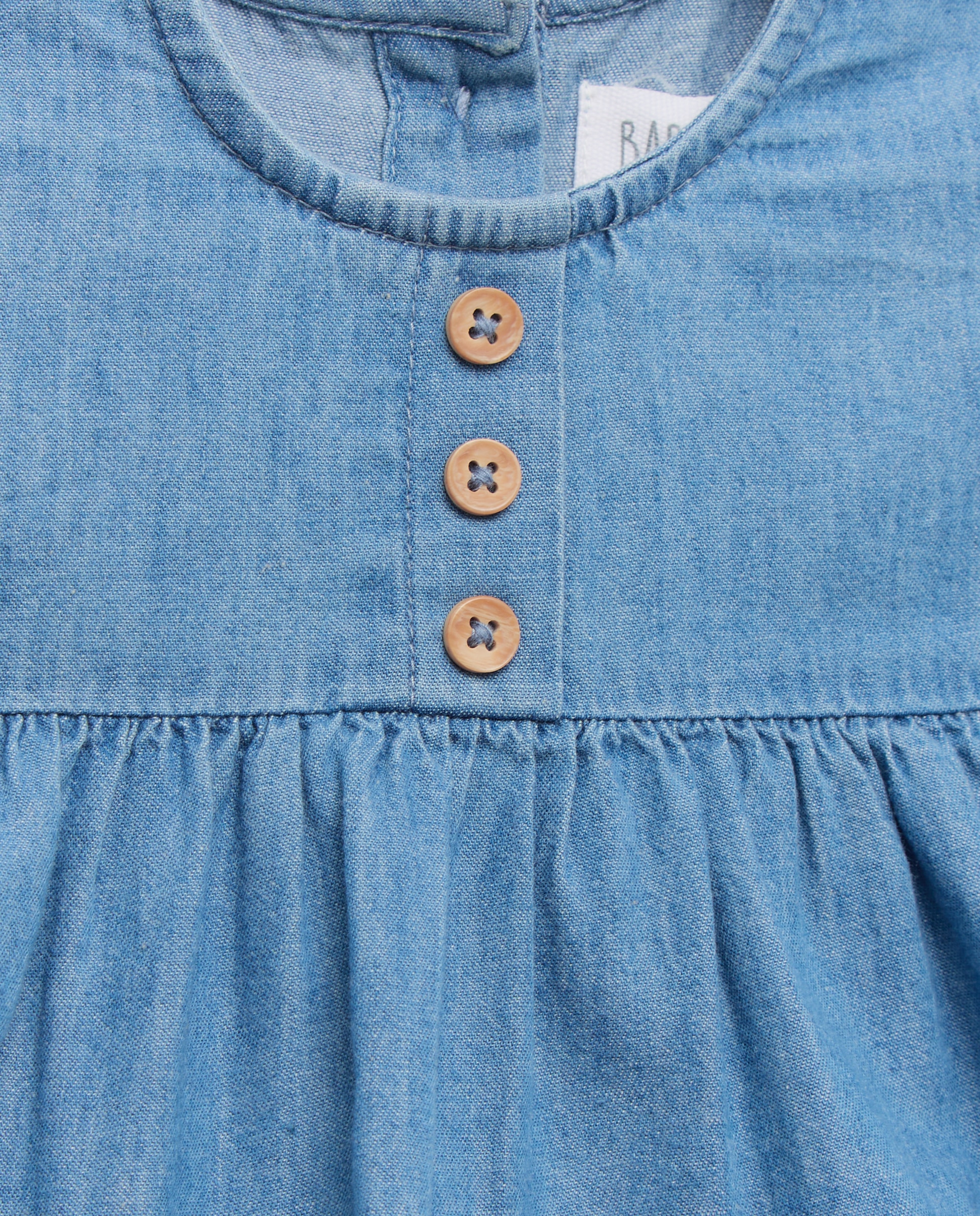 Vestido de Bebé em Tecido Chambray com Manga Curta e Botões Baby El Corte Inglés 400 Azul-3